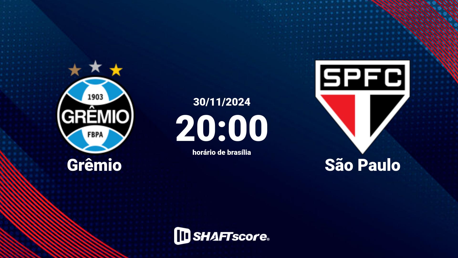 Estatísticas do jogo Grêmio vs São Paulo 30.11 20:00