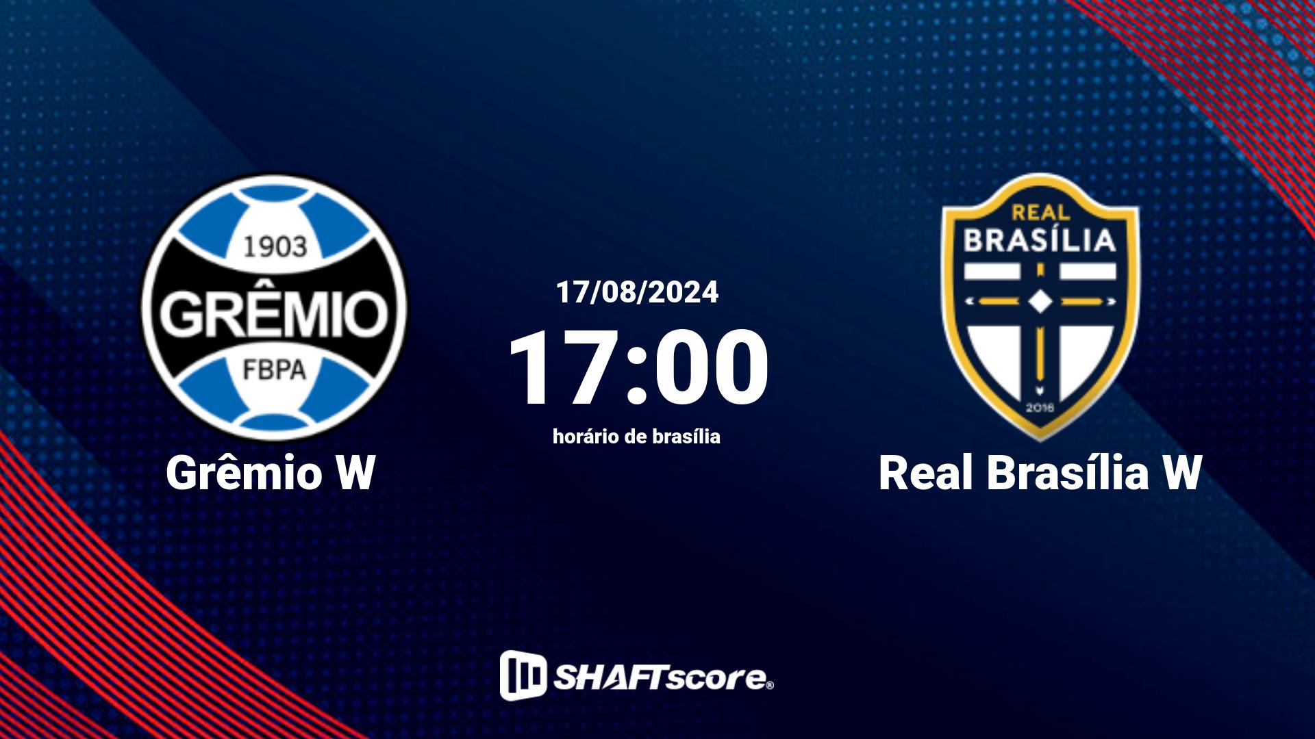 Estatísticas do jogo Grêmio W vs Real Brasília W 17.08 17:00