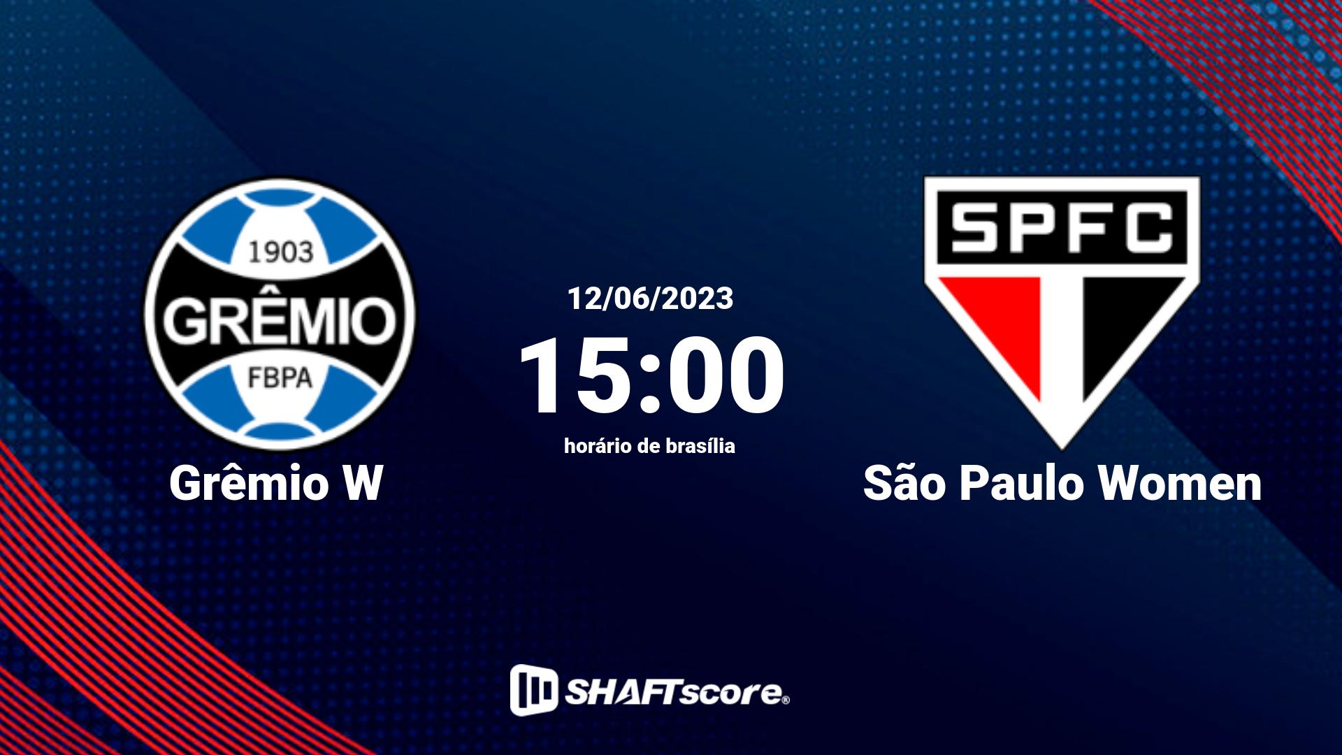 Estatísticas do jogo Grêmio W vs São Paulo Women 12.06 15:00