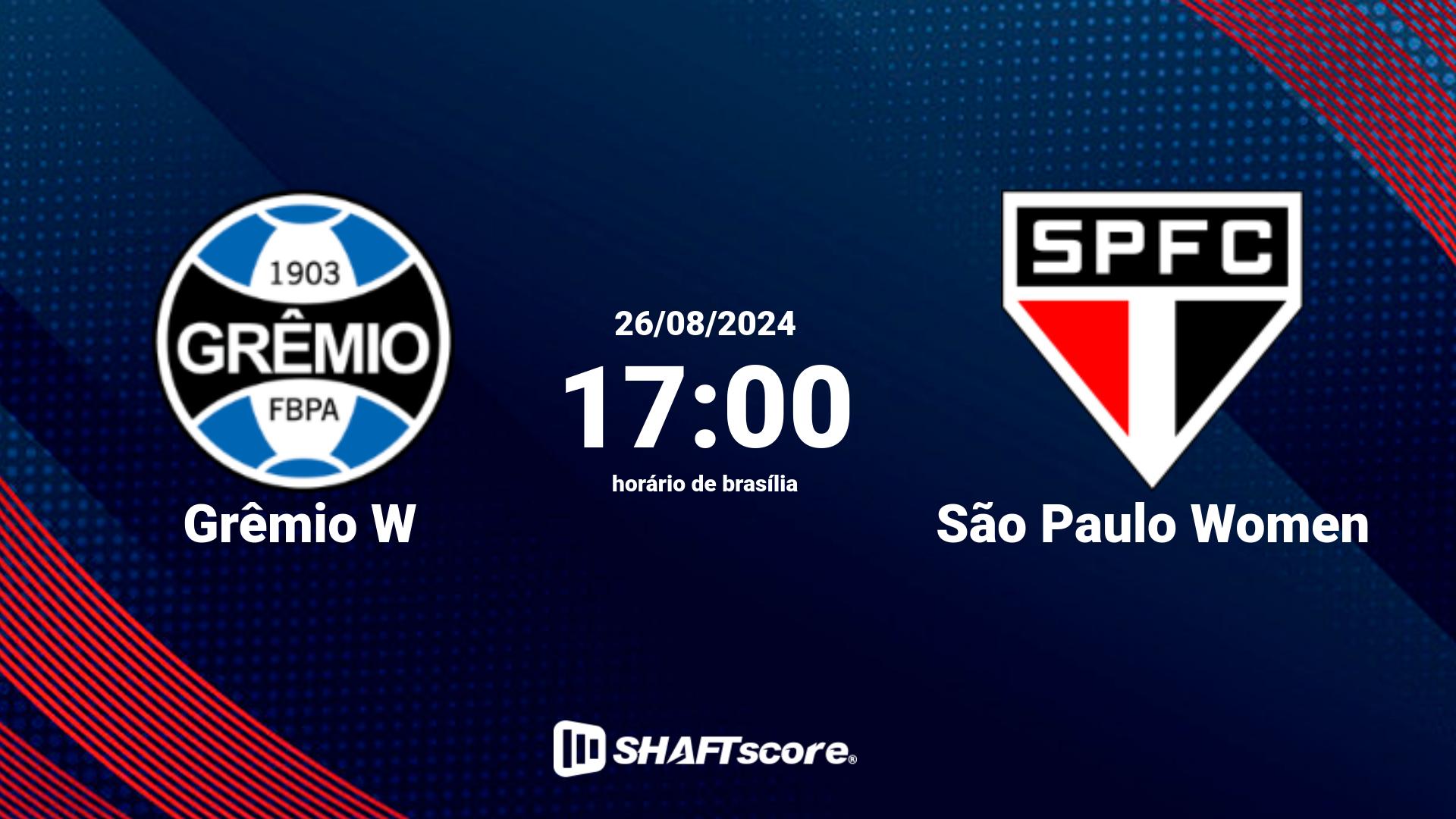 Estatísticas do jogo Grêmio W vs São Paulo Women 26.08 17:00