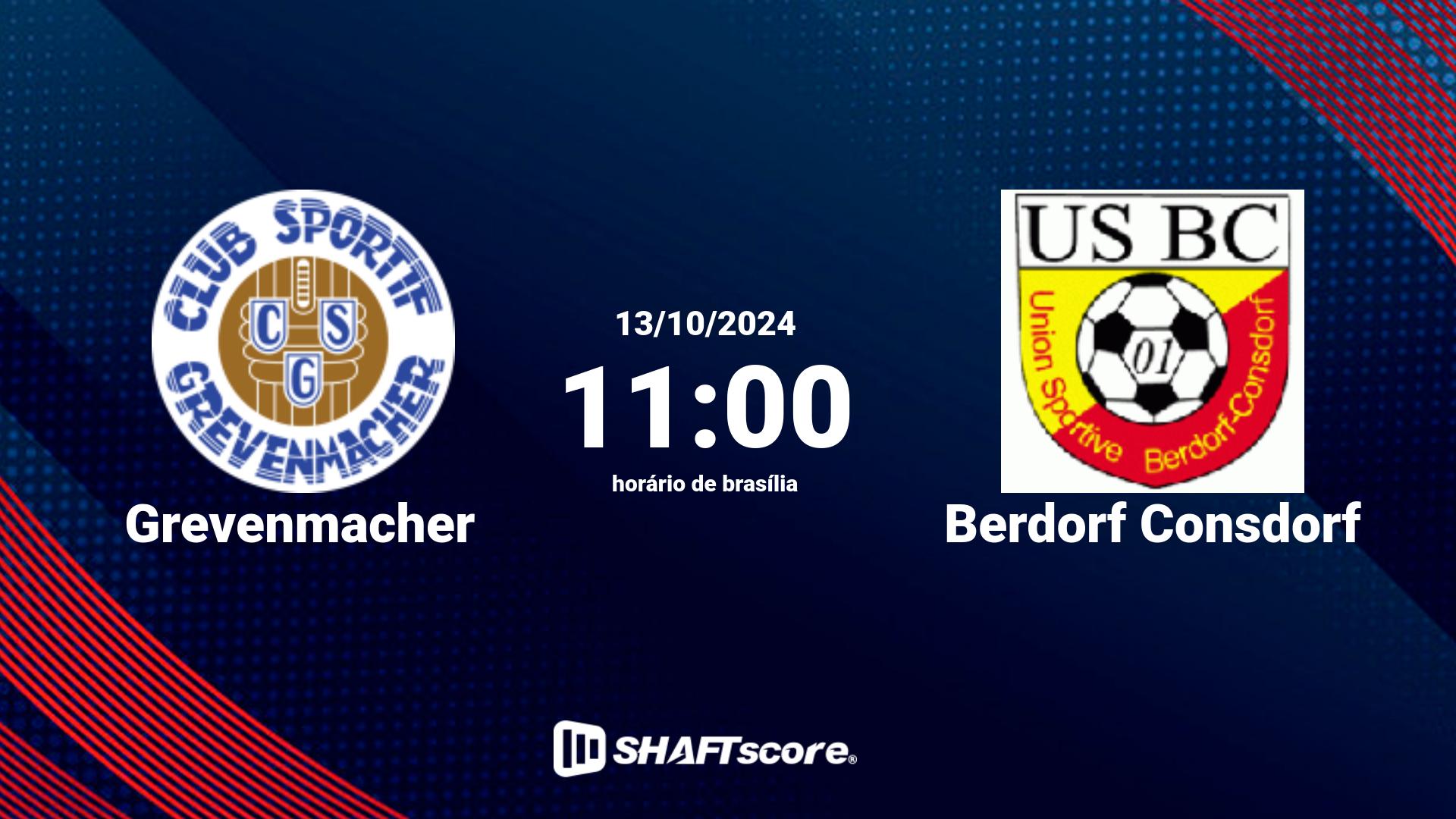 Estatísticas do jogo Grevenmacher vs Berdorf Consdorf 13.10 11:00