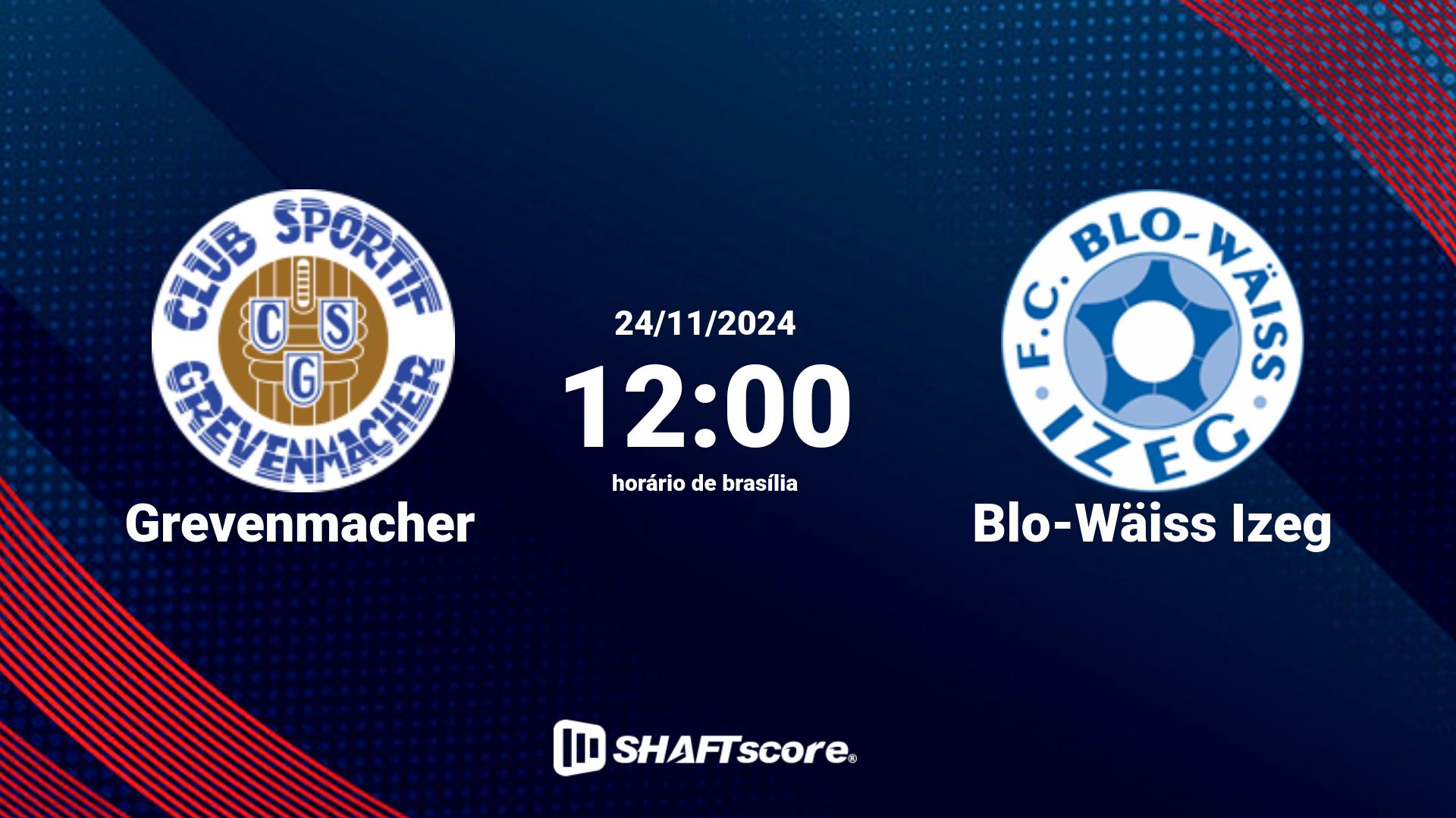 Estatísticas do jogo Grevenmacher vs Blo-Wäiss Izeg 24.11 12:00