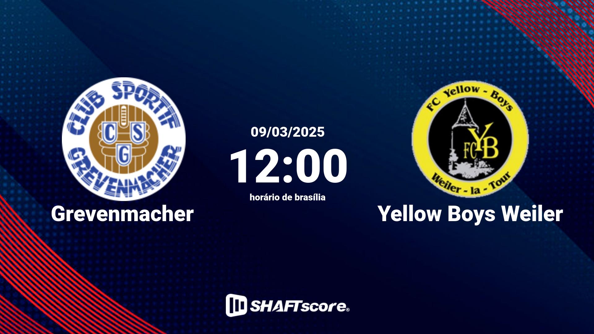 Estatísticas do jogo Grevenmacher vs Yellow Boys Weiler 09.03 12:00