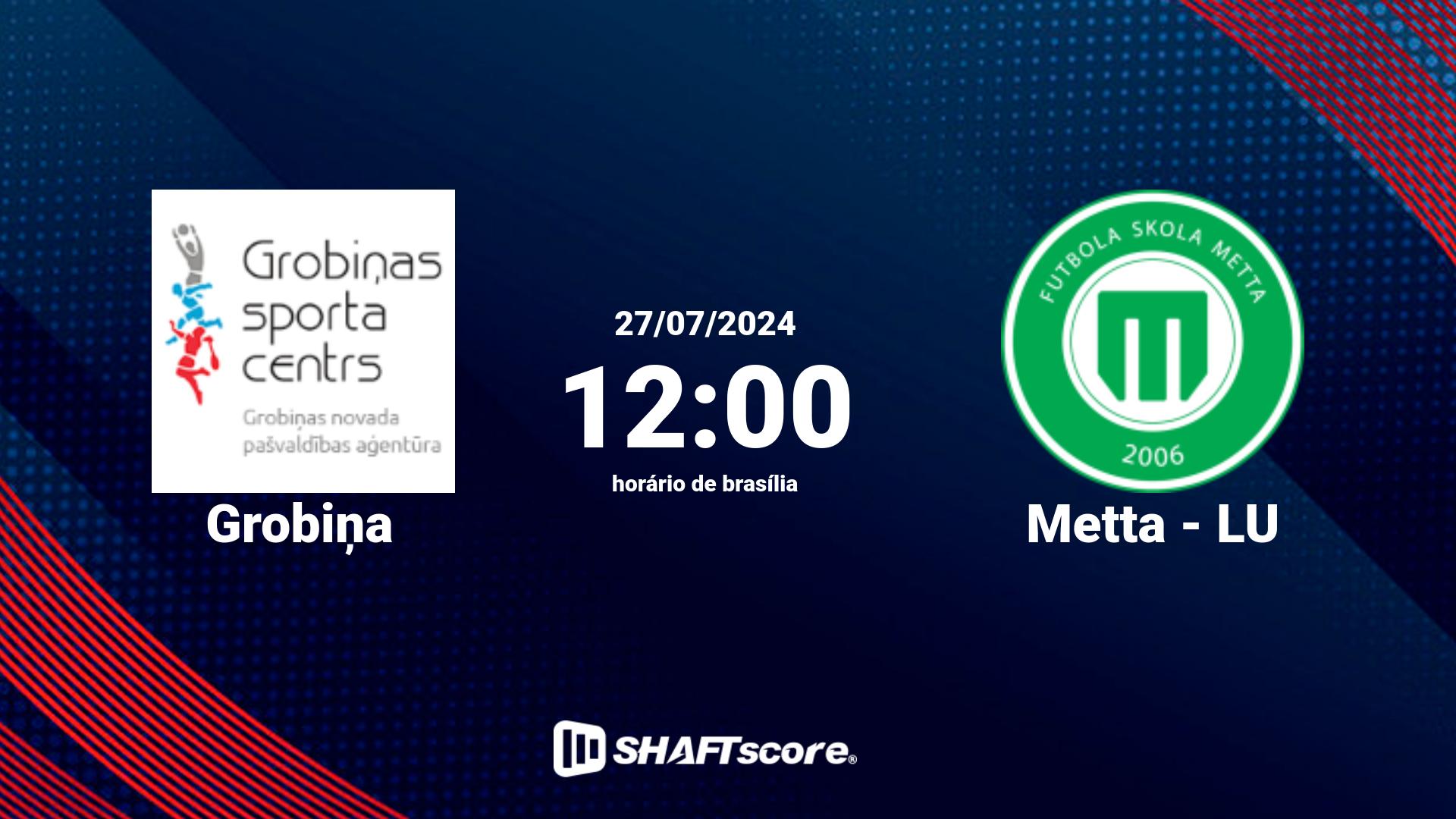 Estatísticas do jogo Grobiņa vs Metta - LU 27.07 12:00
