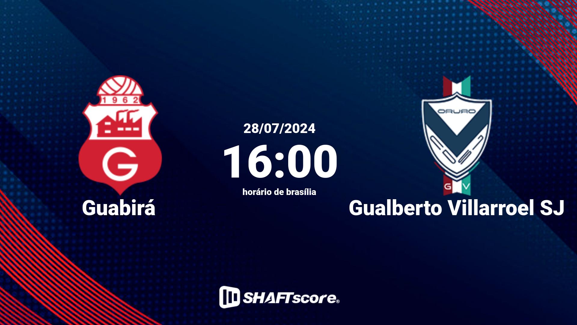 Estatísticas do jogo Guabirá vs Gualberto Villarroel SJ 28.07 16:00