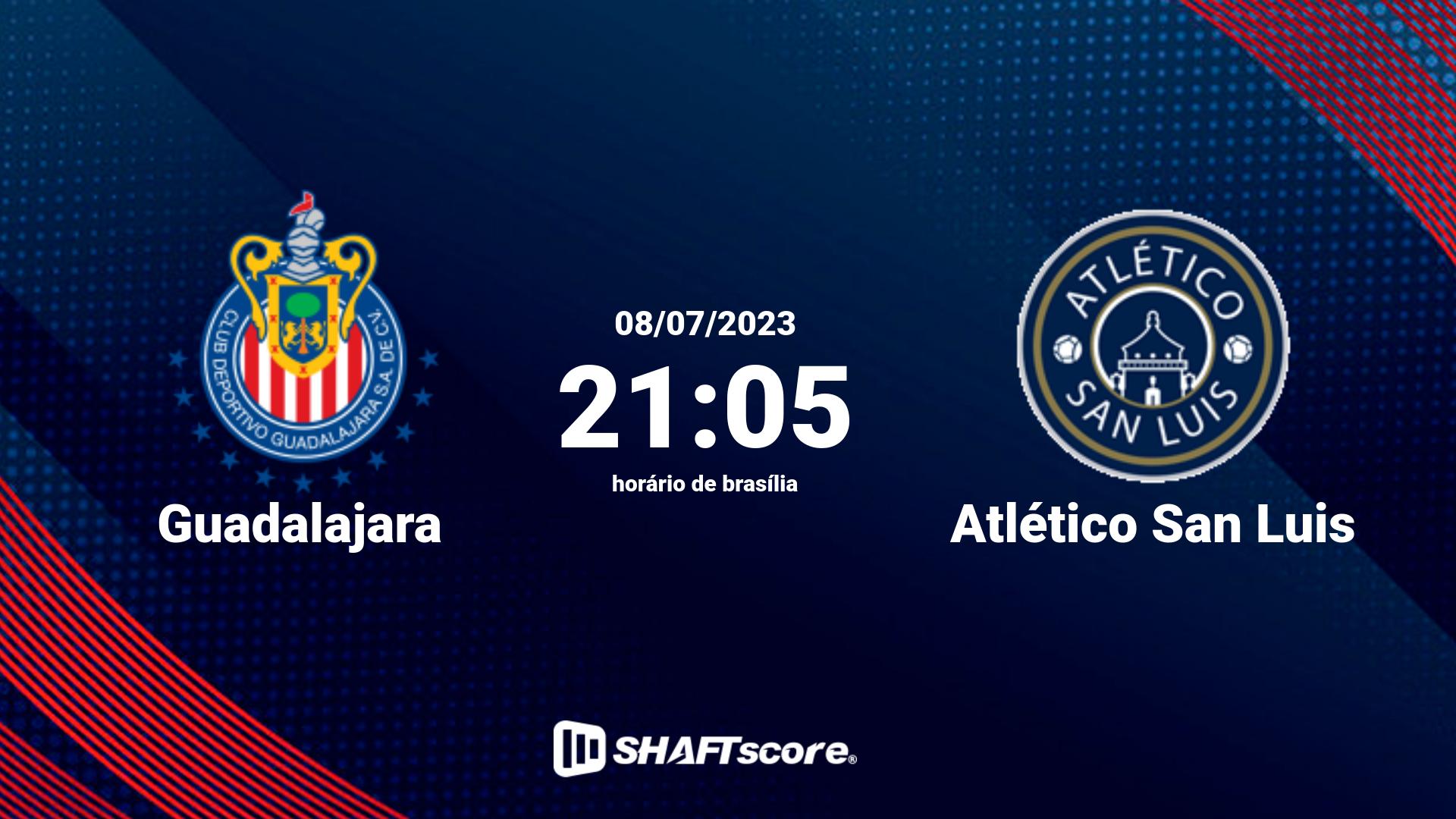 Estatísticas do jogo Guadalajara vs Atlético San Luis 08.07 21:05