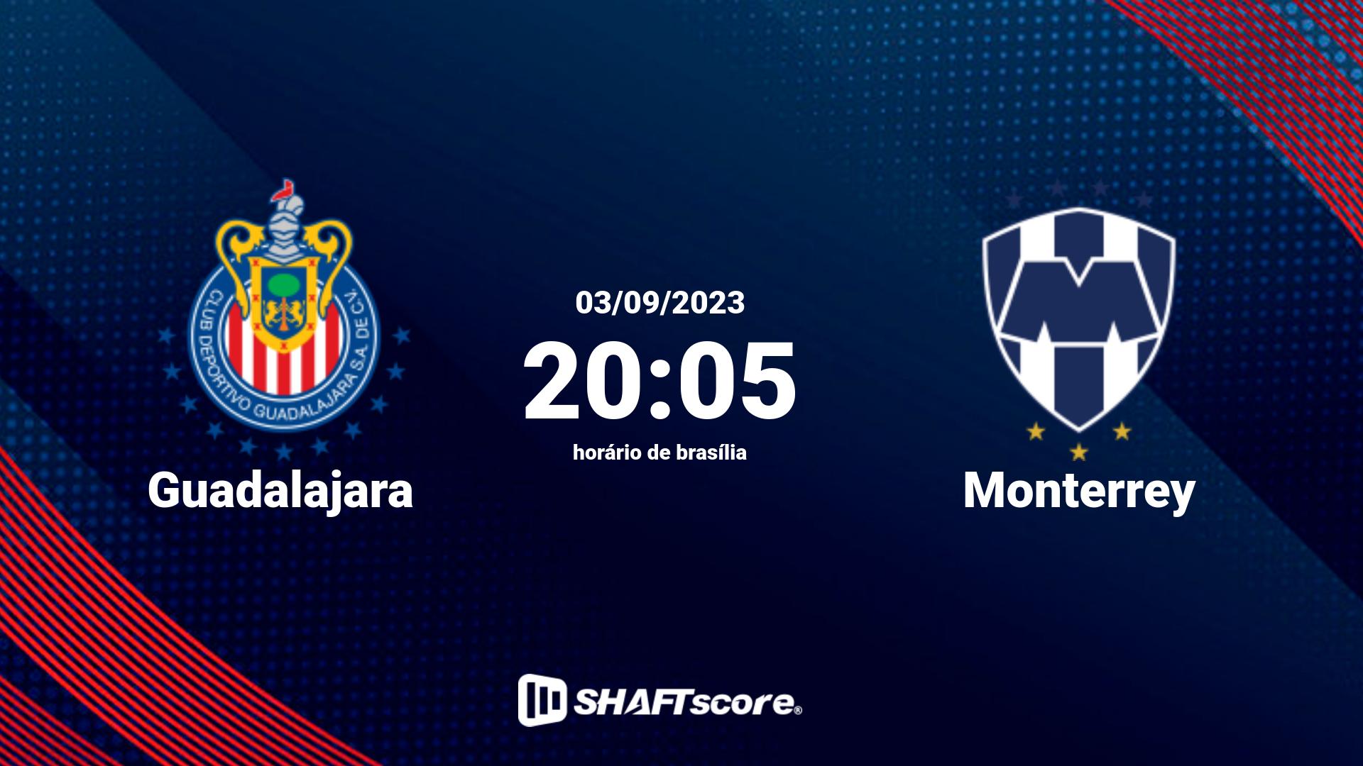 Estatísticas do jogo Guadalajara vs Monterrey 03.09 20:05