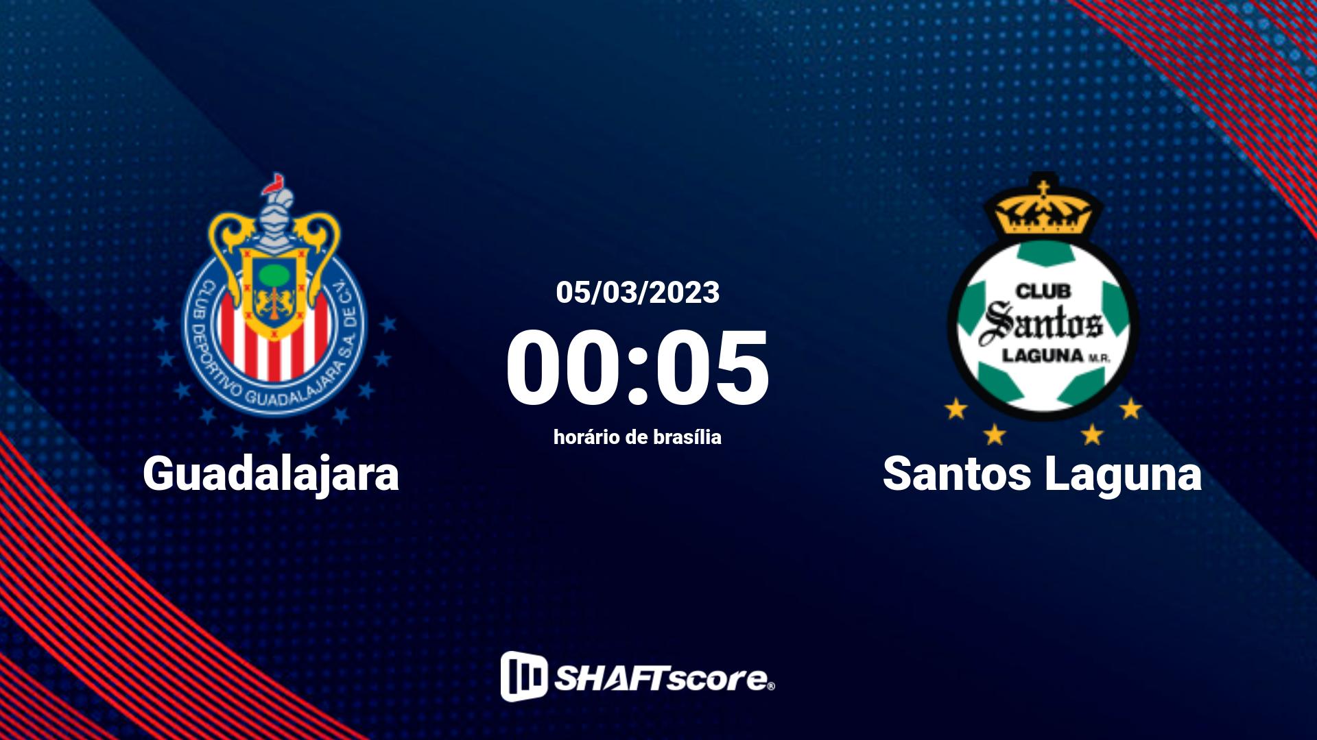 Estatísticas do jogo Guadalajara vs Santos Laguna 05.03 00:05