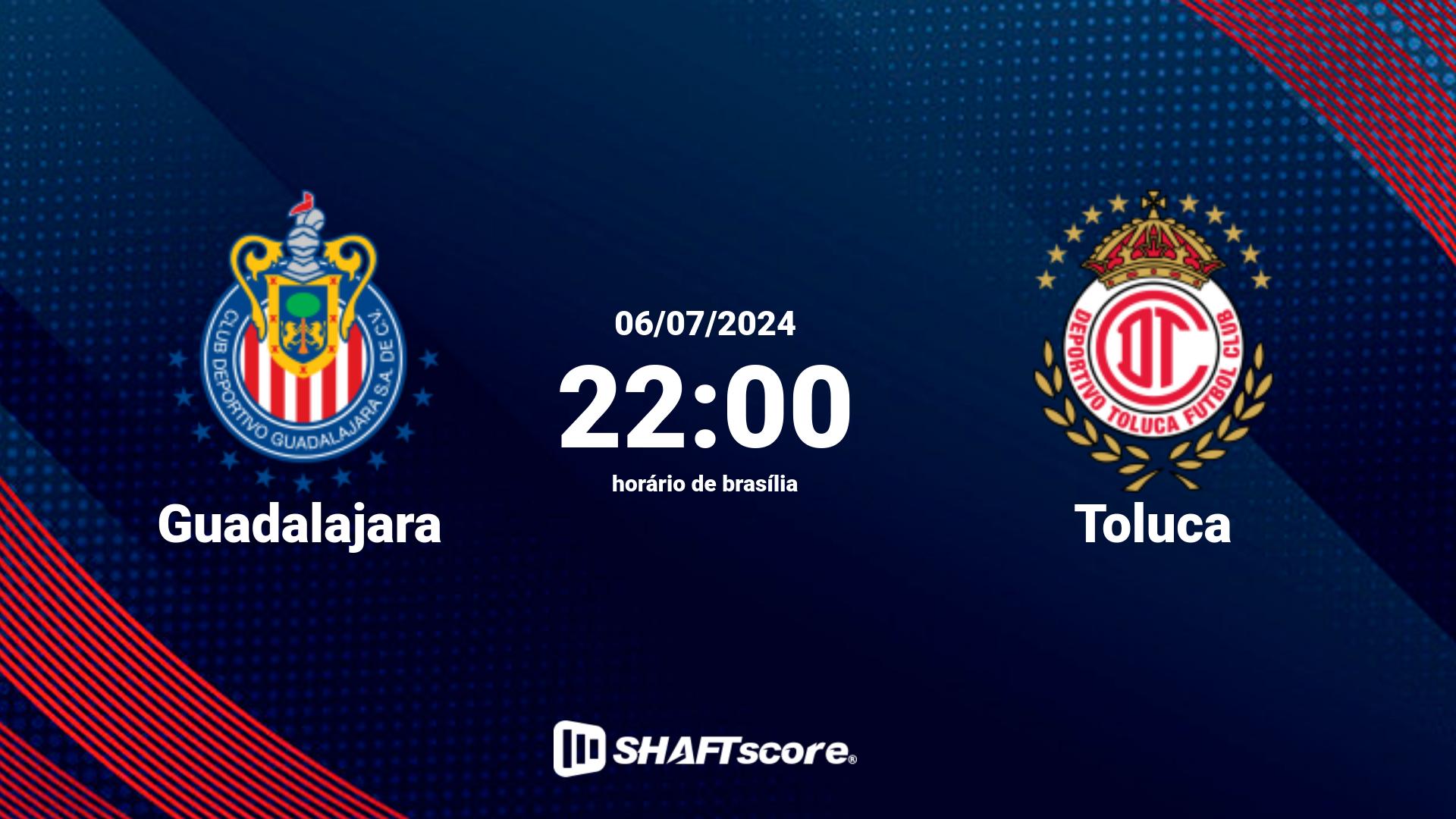 Estatísticas do jogo Guadalajara vs Toluca 06.07 22:00