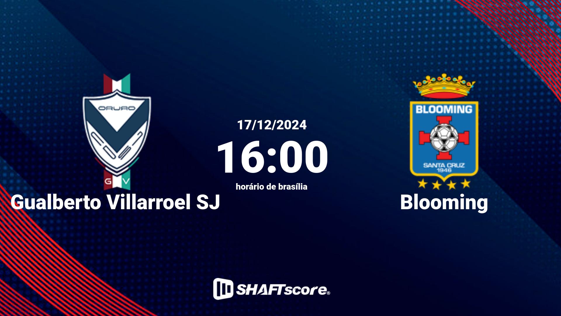 Estatísticas do jogo Gualberto Villarroel SJ vs Blooming 17.12 16:00