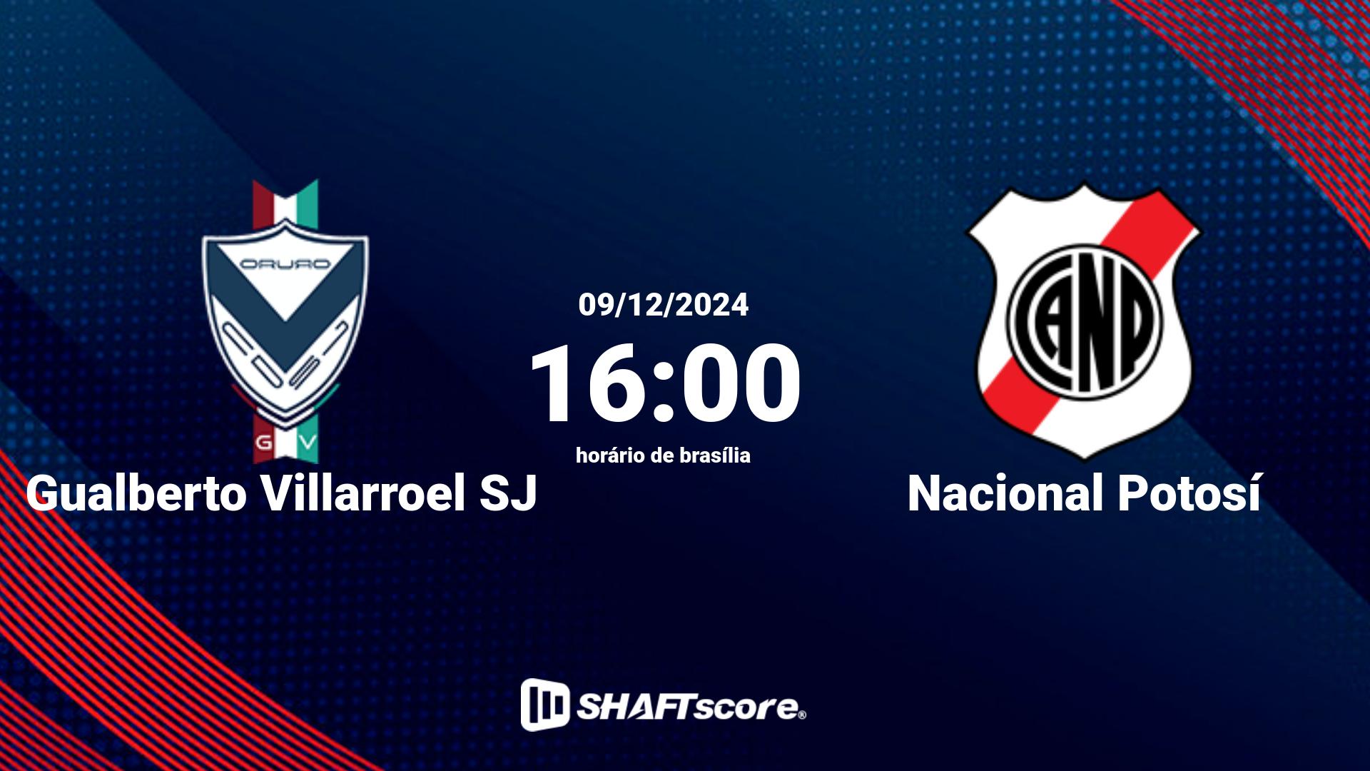 Estatísticas do jogo Gualberto Villarroel SJ vs Nacional Potosí 09.12 16:00