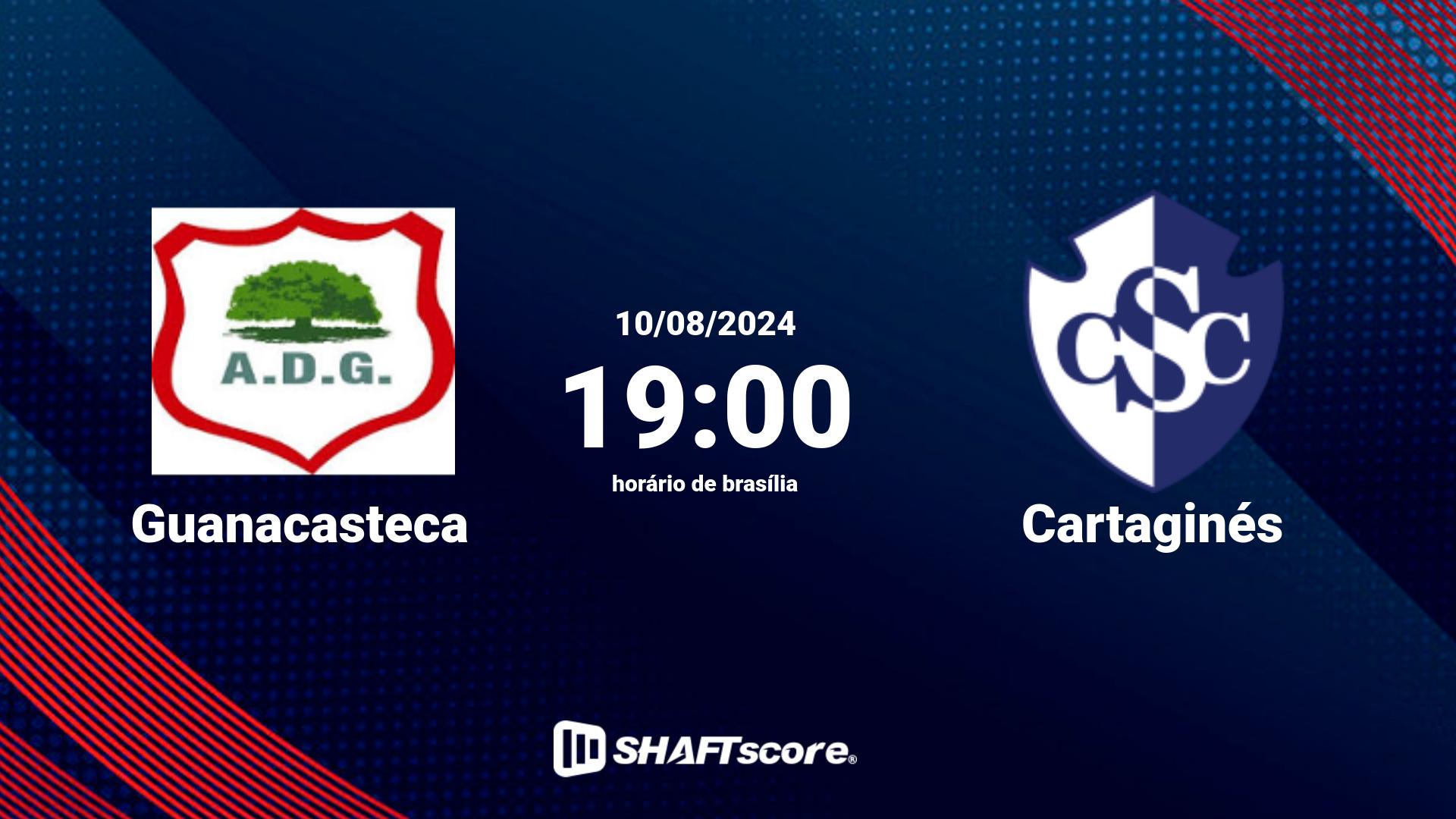 Estatísticas do jogo Guanacasteca vs Cartaginés 10.08 19:00