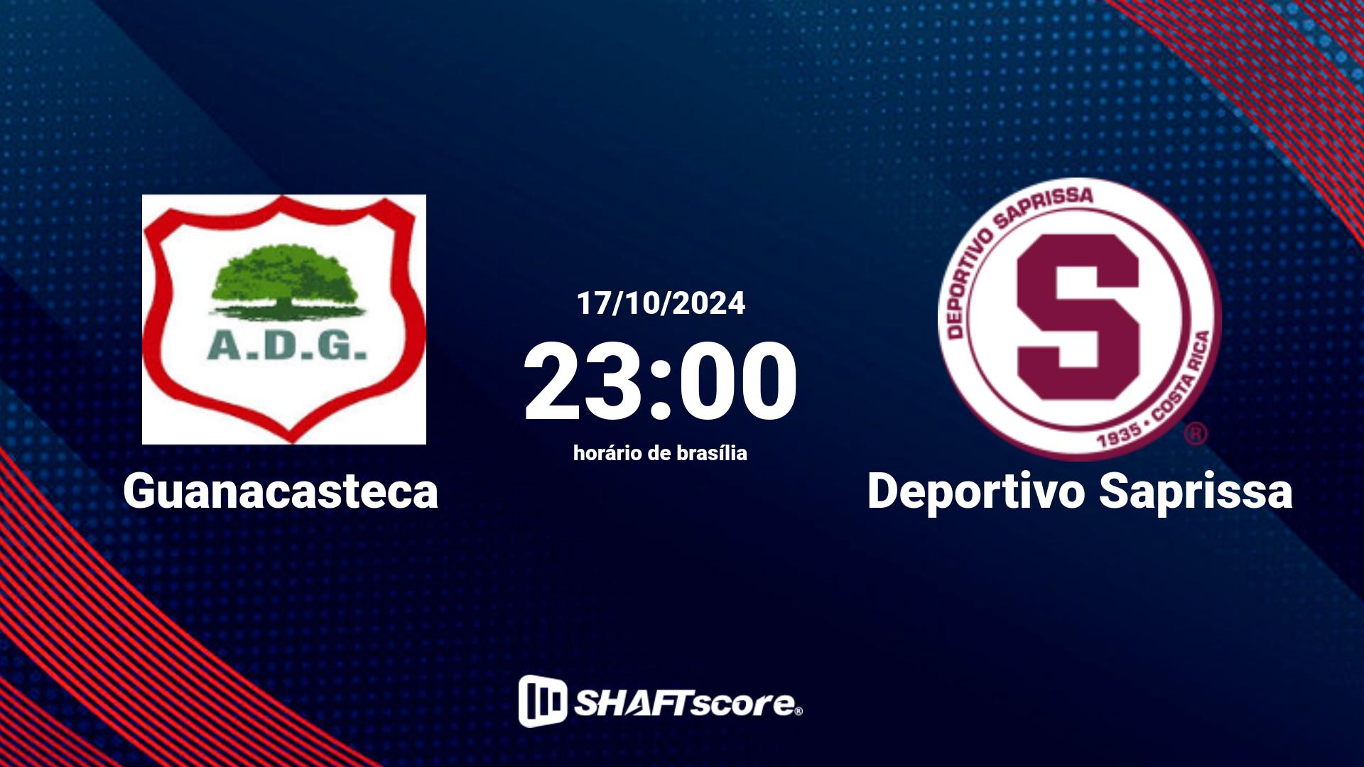 Estatísticas do jogo Guanacasteca vs Deportivo Saprissa 17.10 23:00