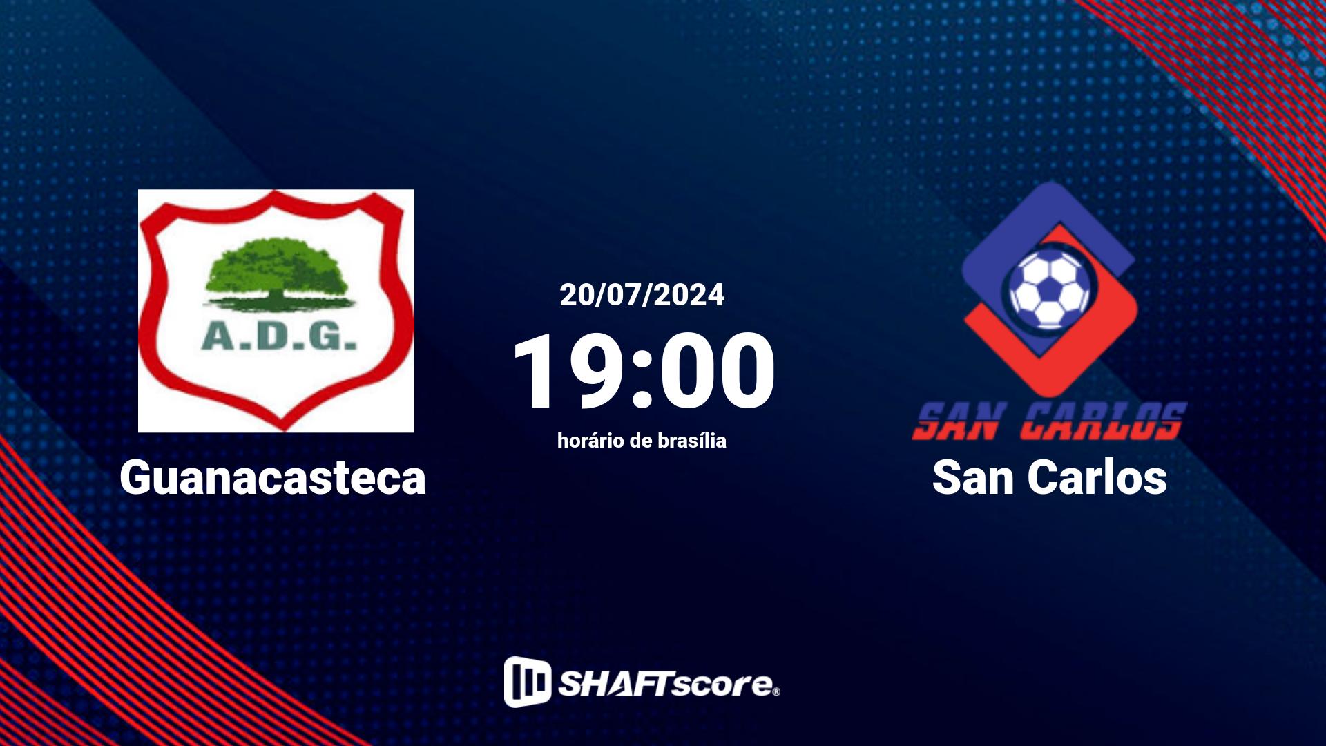 Estatísticas do jogo Guanacasteca vs San Carlos 20.07 19:00