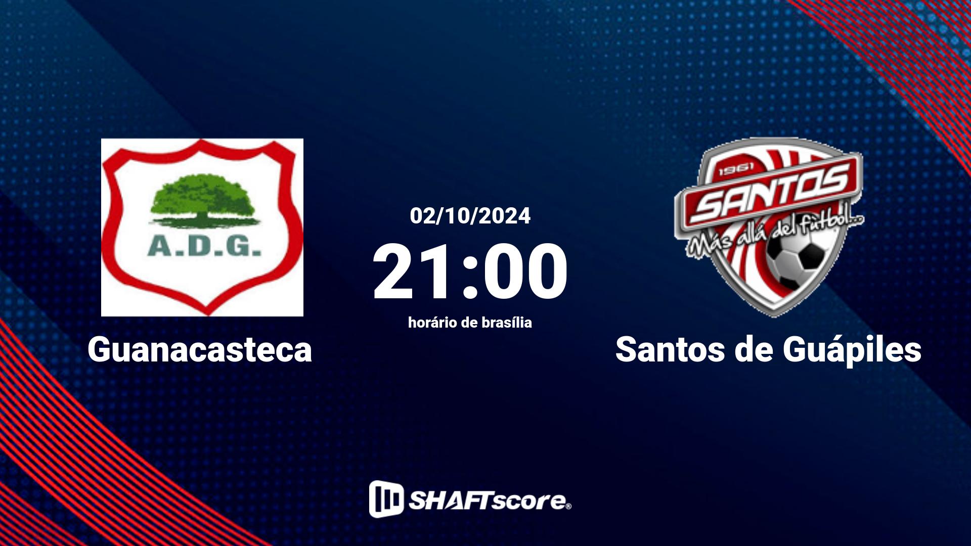 Estatísticas do jogo Guanacasteca vs Santos de Guápiles 02.10 21:00