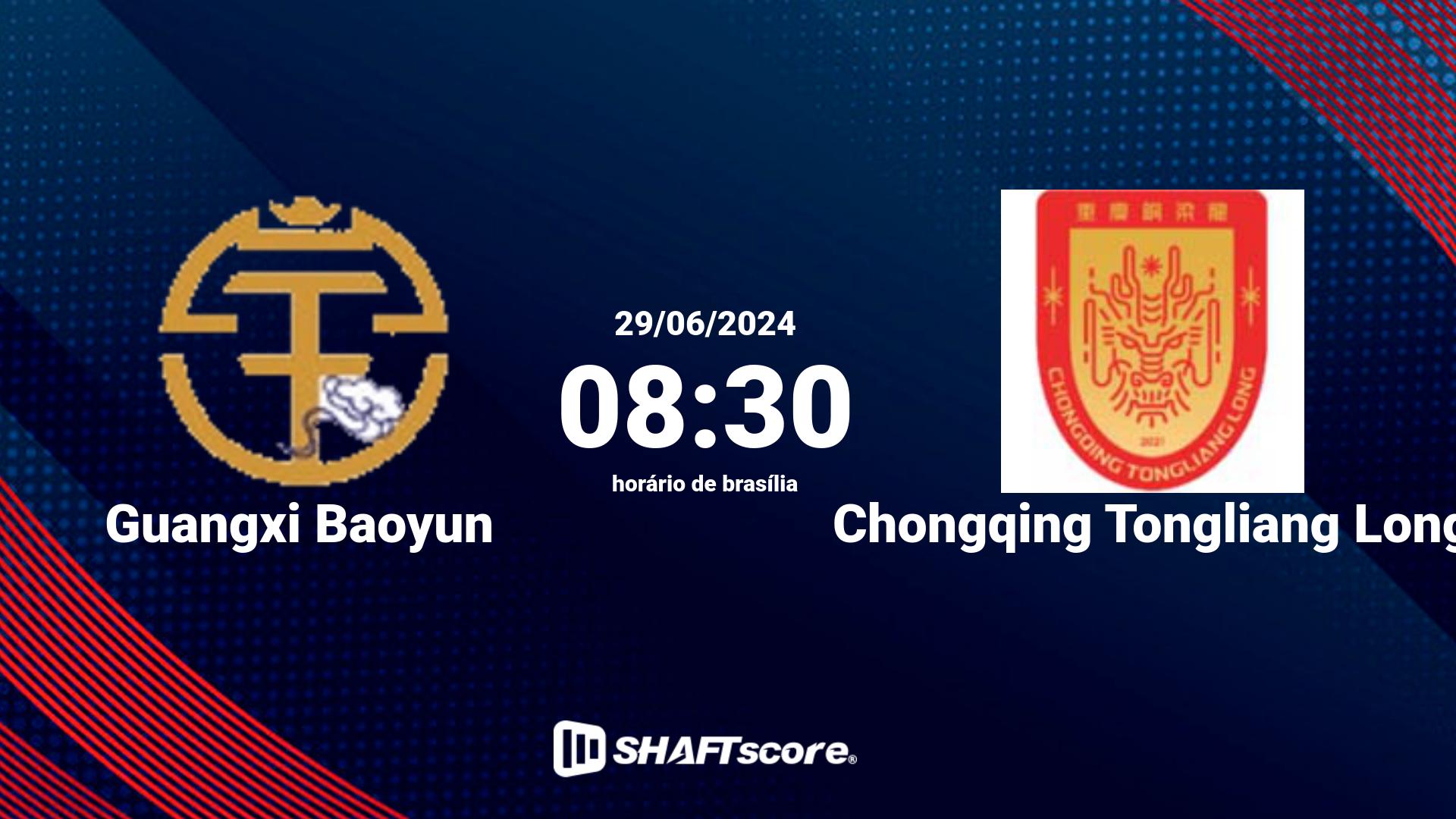 Estatísticas do jogo Guangxi Baoyun vs Chongqing Tongliang Long 29.06 08:30