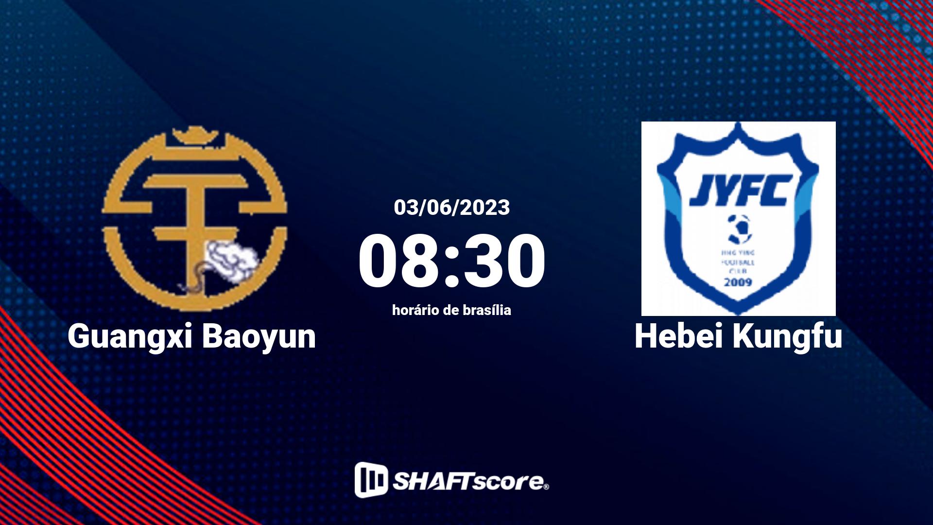 Estatísticas do jogo Guangxi Baoyun vs Hebei Kungfu 03.06 08:30