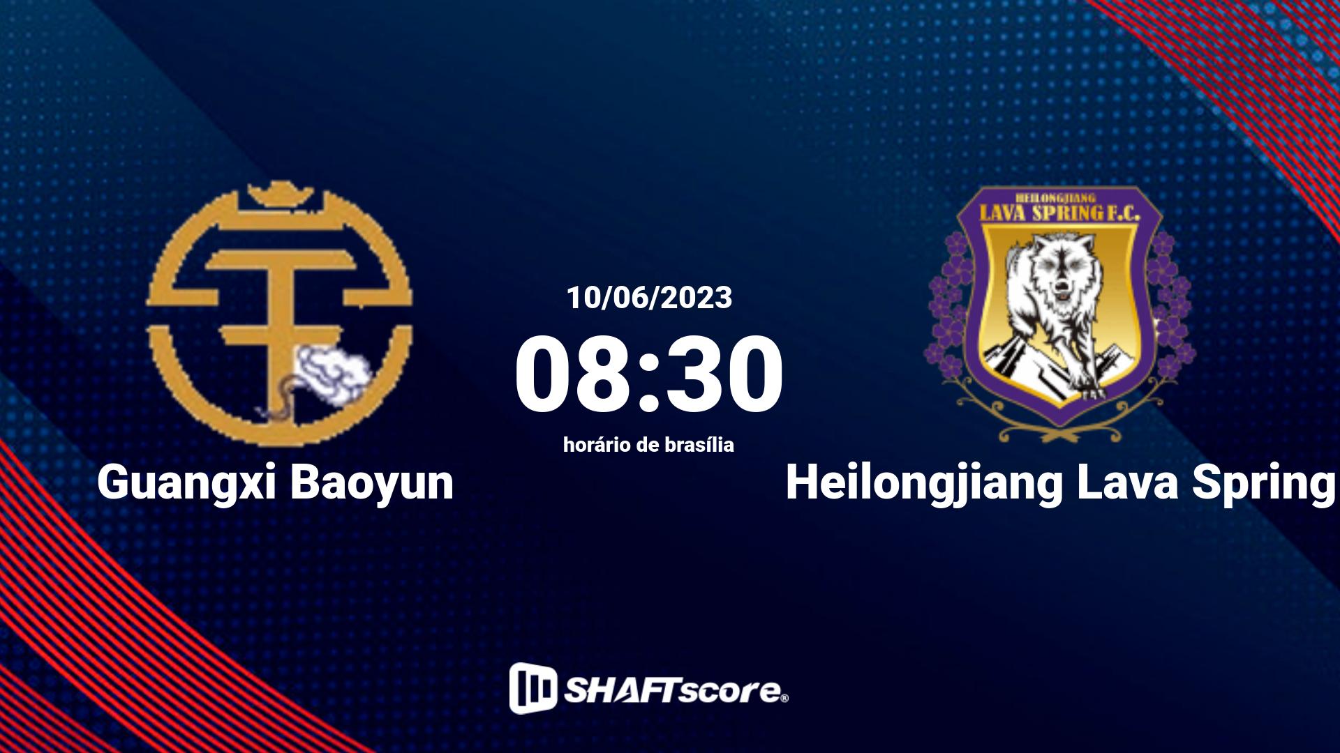 Estatísticas do jogo Guangxi Baoyun vs Heilongjiang Lava Spring 10.06 08:30