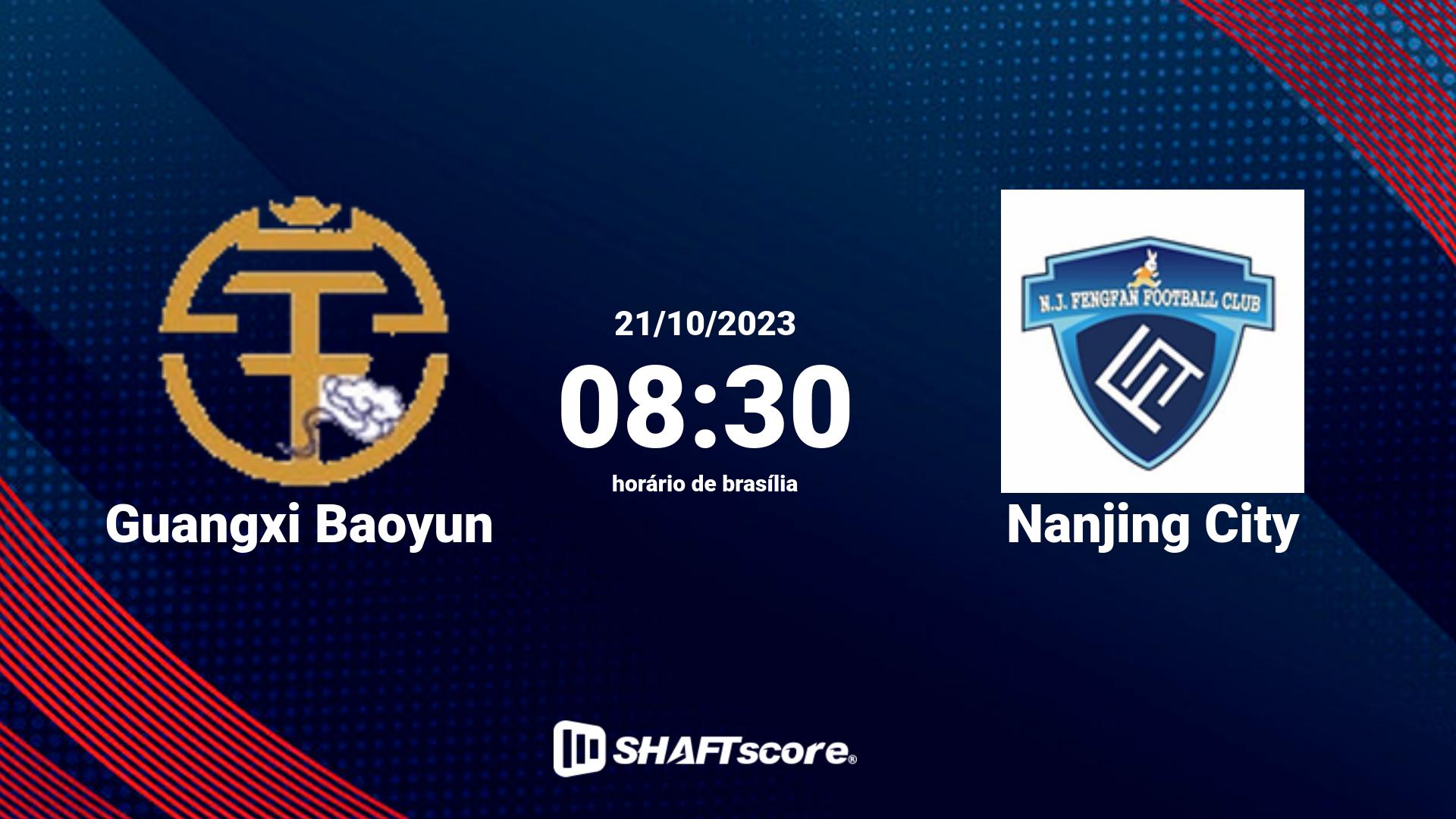 Estatísticas do jogo Guangxi Baoyun vs Nanjing City 21.10 08:30