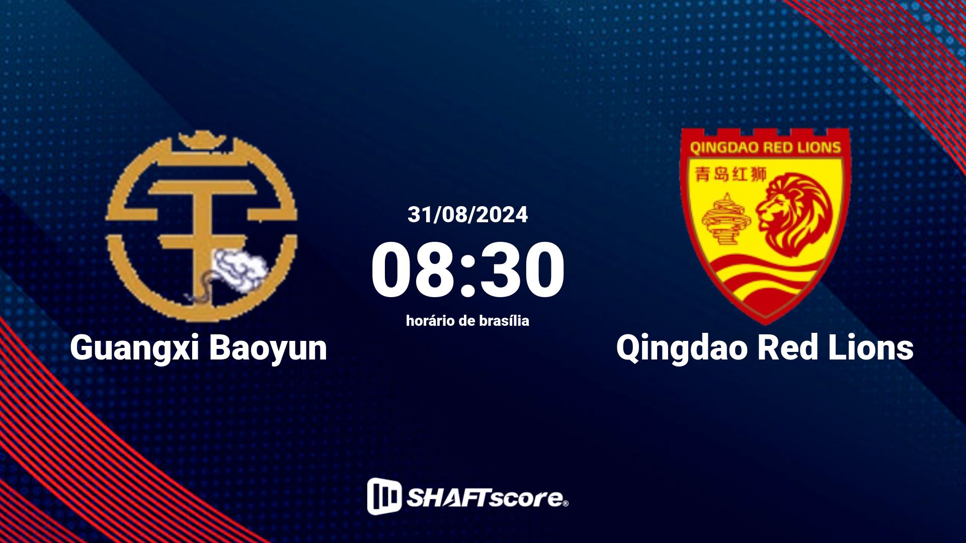 Estatísticas do jogo Guangxi Baoyun vs Qingdao Red Lions 31.08 08:30