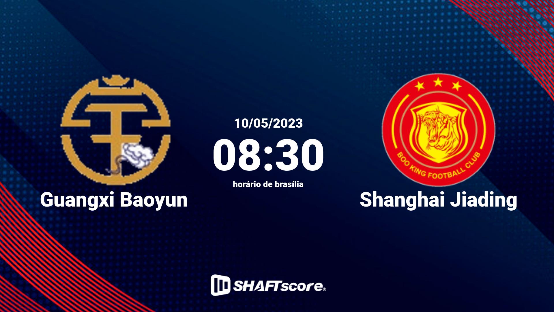 Estatísticas do jogo Guangxi Baoyun vs Shanghai Jiading 10.05 08:30