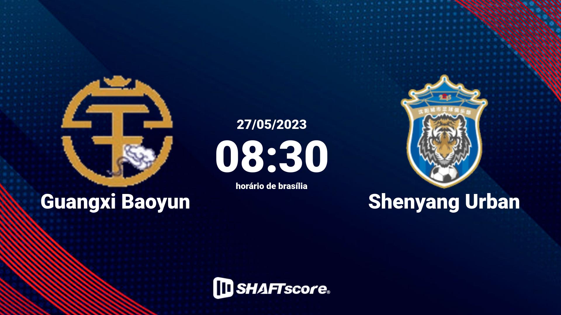 Estatísticas do jogo Guangxi Baoyun vs Shenyang Urban 27.05 08:30