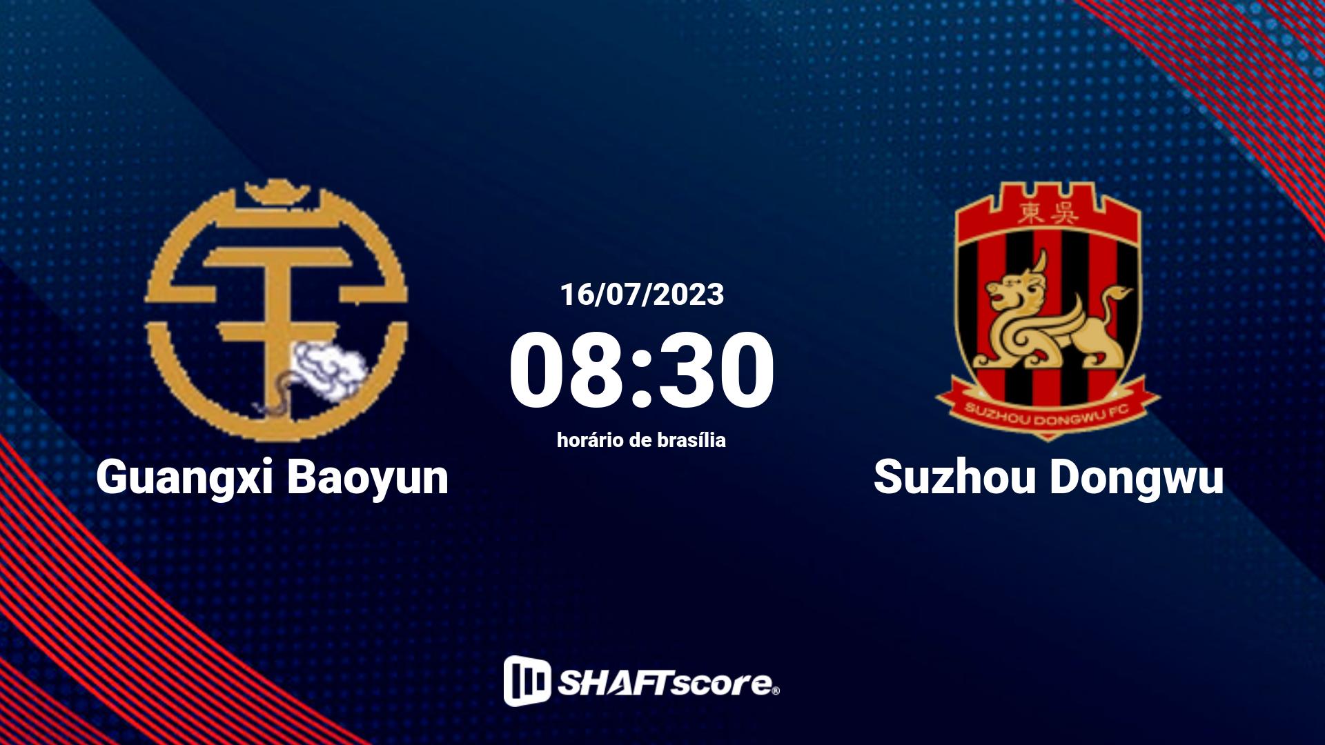 Estatísticas do jogo Guangxi Baoyun vs Suzhou Dongwu 16.07 08:30