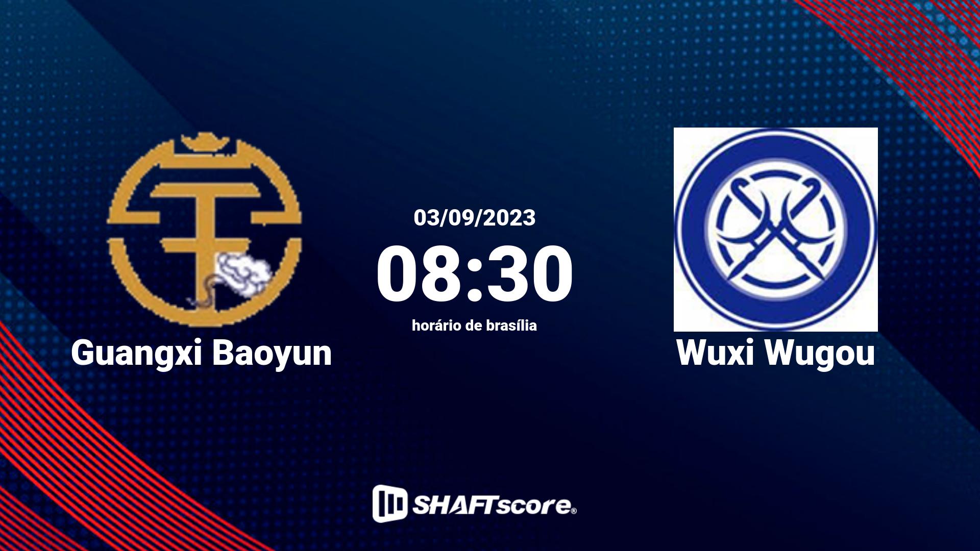 Estatísticas do jogo Guangxi Baoyun vs Wuxi Wugou 03.09 08:30