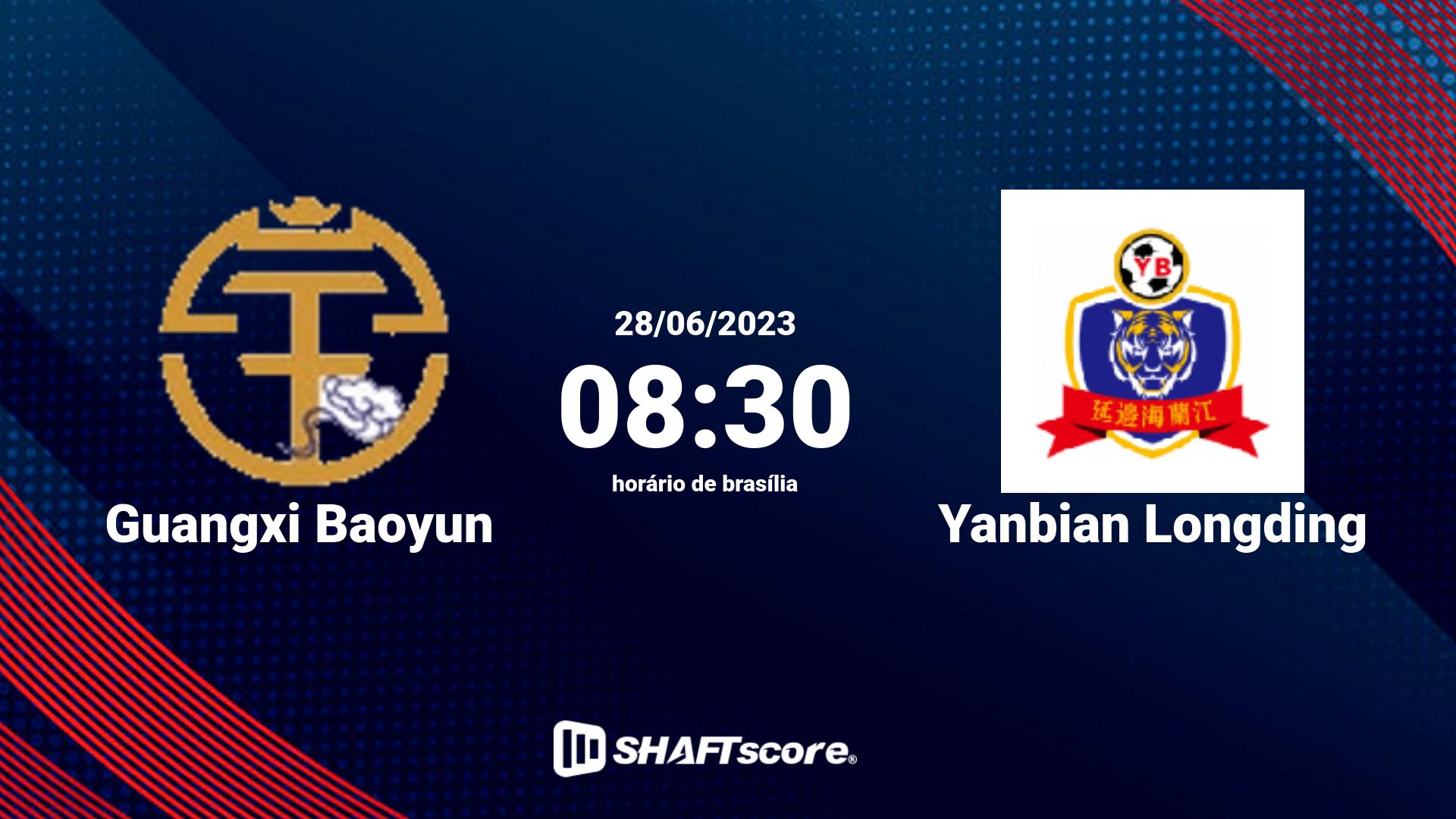 Estatísticas do jogo Guangxi Baoyun vs Yanbian Longding 28.06 08:30