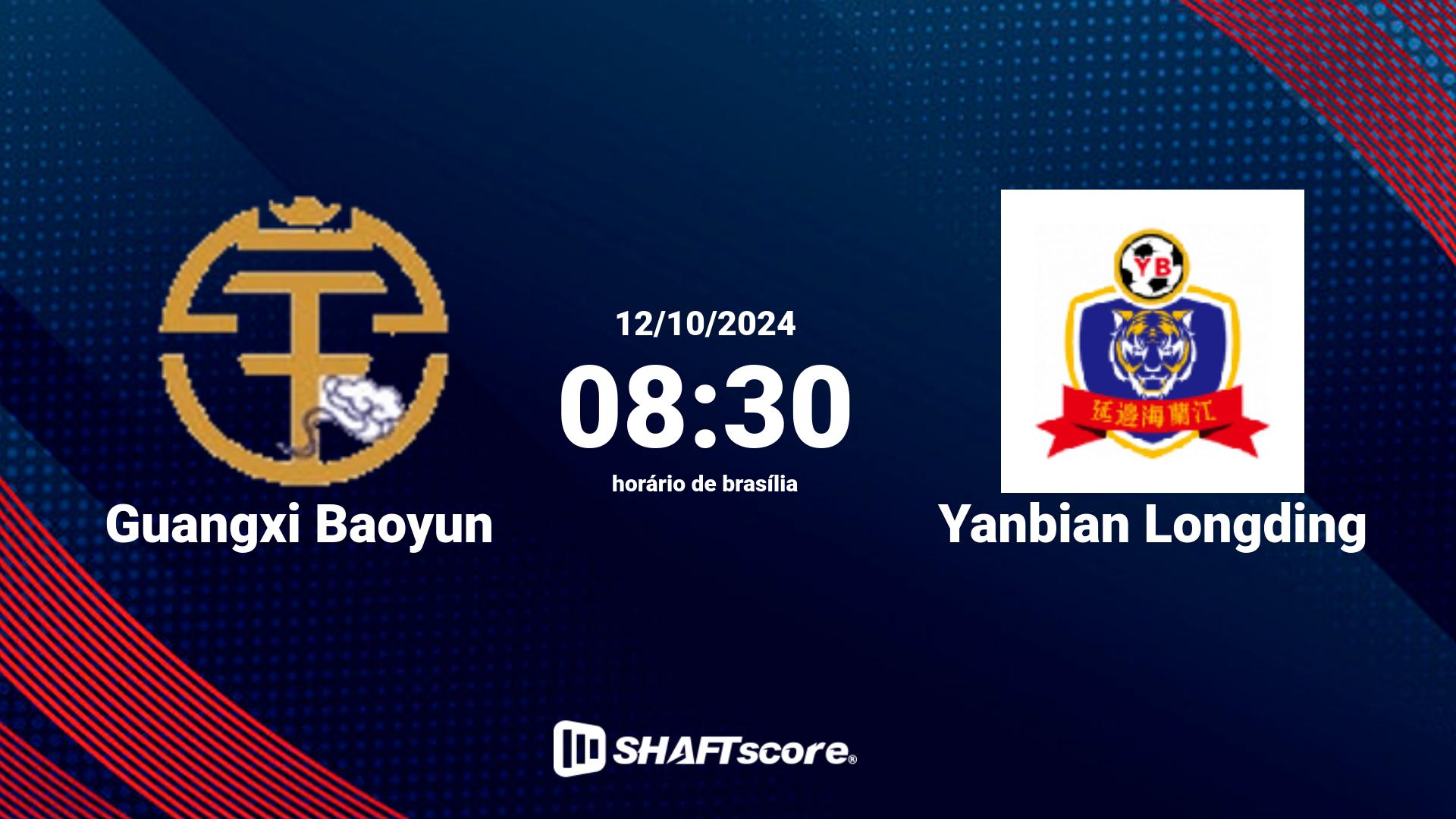 Estatísticas do jogo Guangxi Baoyun vs Yanbian Longding 12.10 08:30