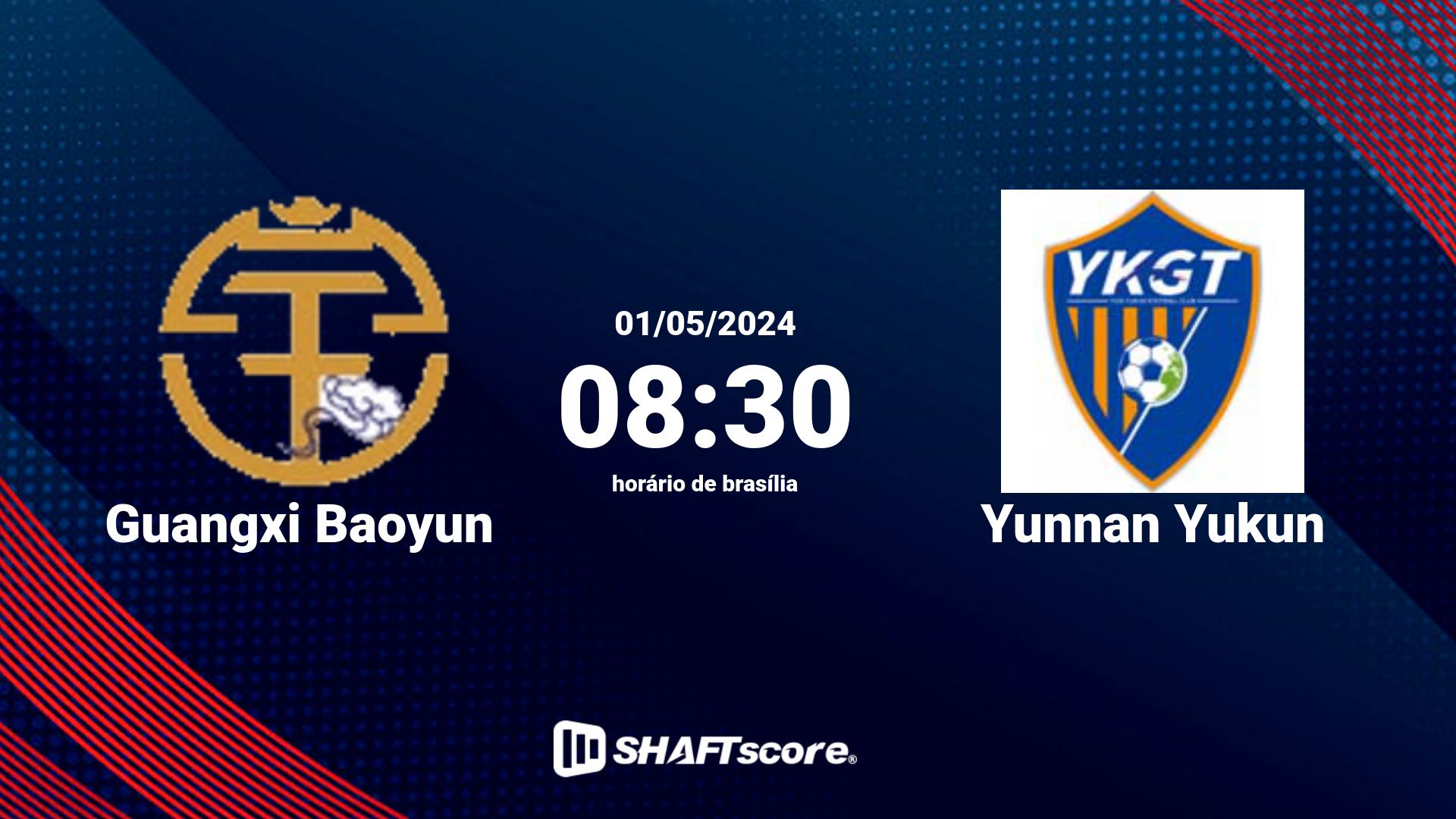 Estatísticas do jogo Guangxi Baoyun vs Yunnan Yukun 01.05 08:30