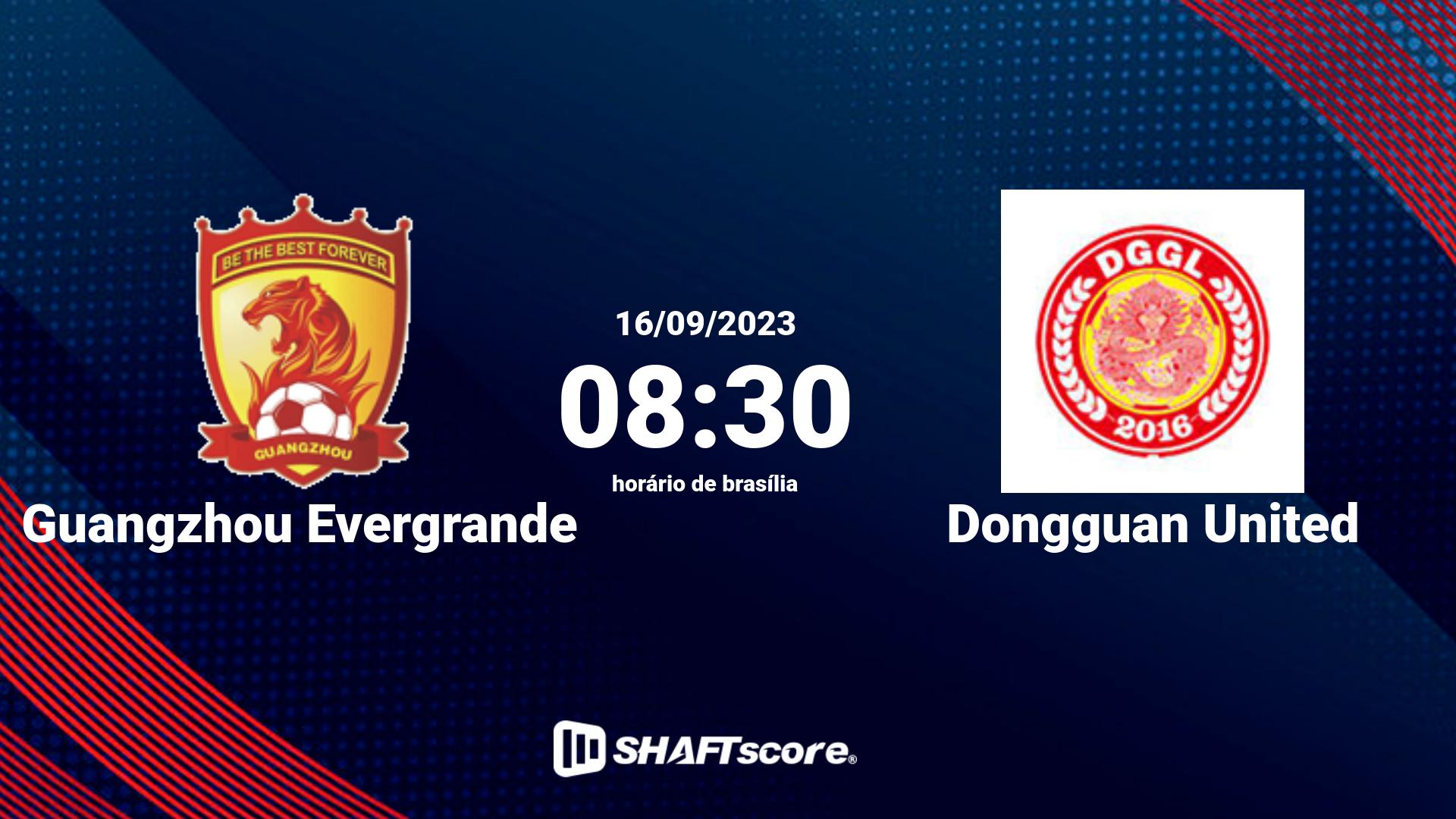 Estatísticas do jogo Guangzhou Evergrande vs Dongguan United 16.09 08:30