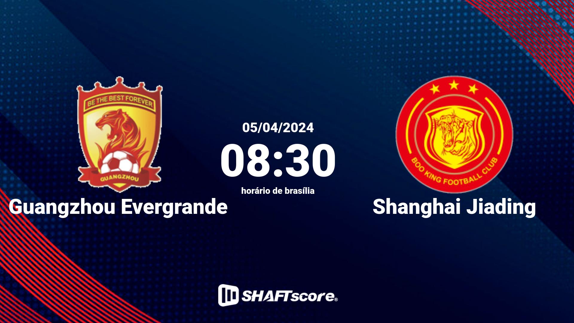 Estatísticas do jogo Guangzhou Evergrande vs Shanghai Jiading 05.04 08:30