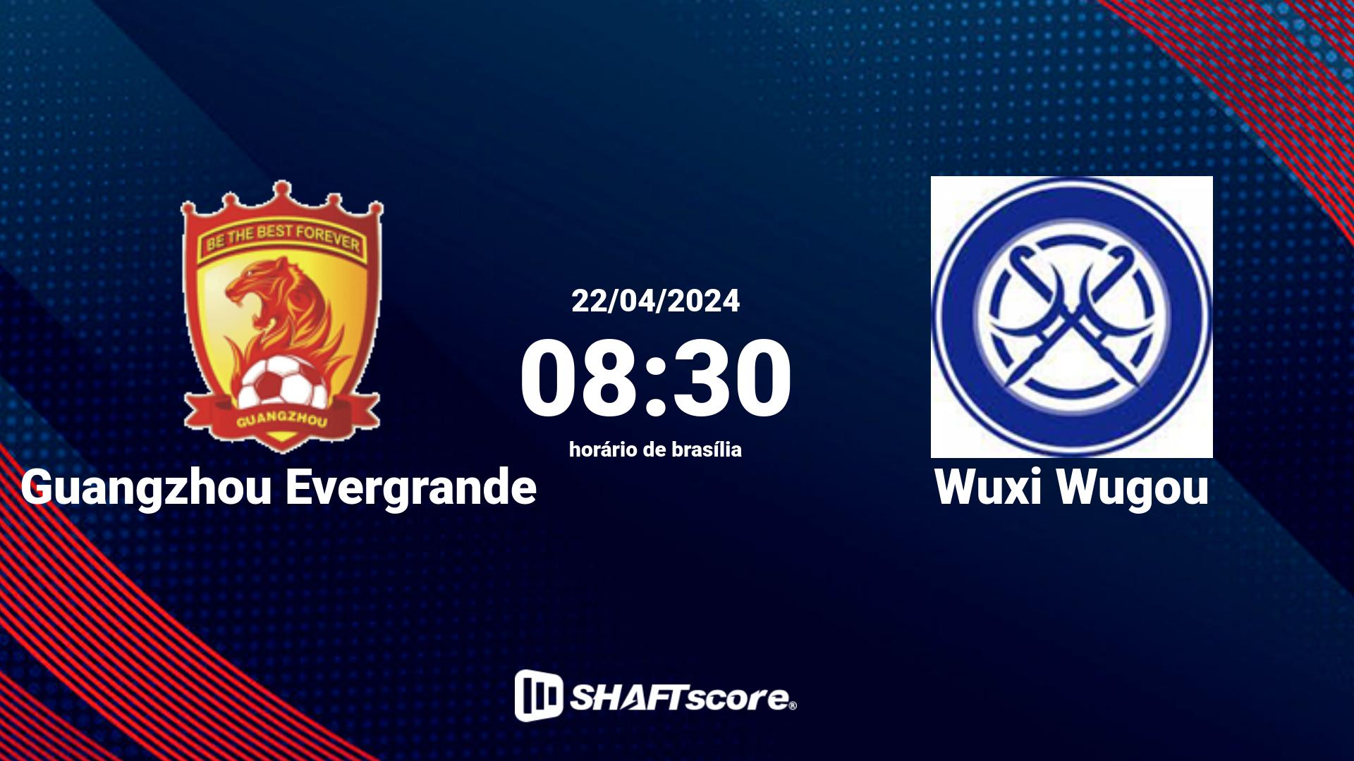 Estatísticas do jogo Guangzhou Evergrande vs Wuxi Wugou 22.04 08:30