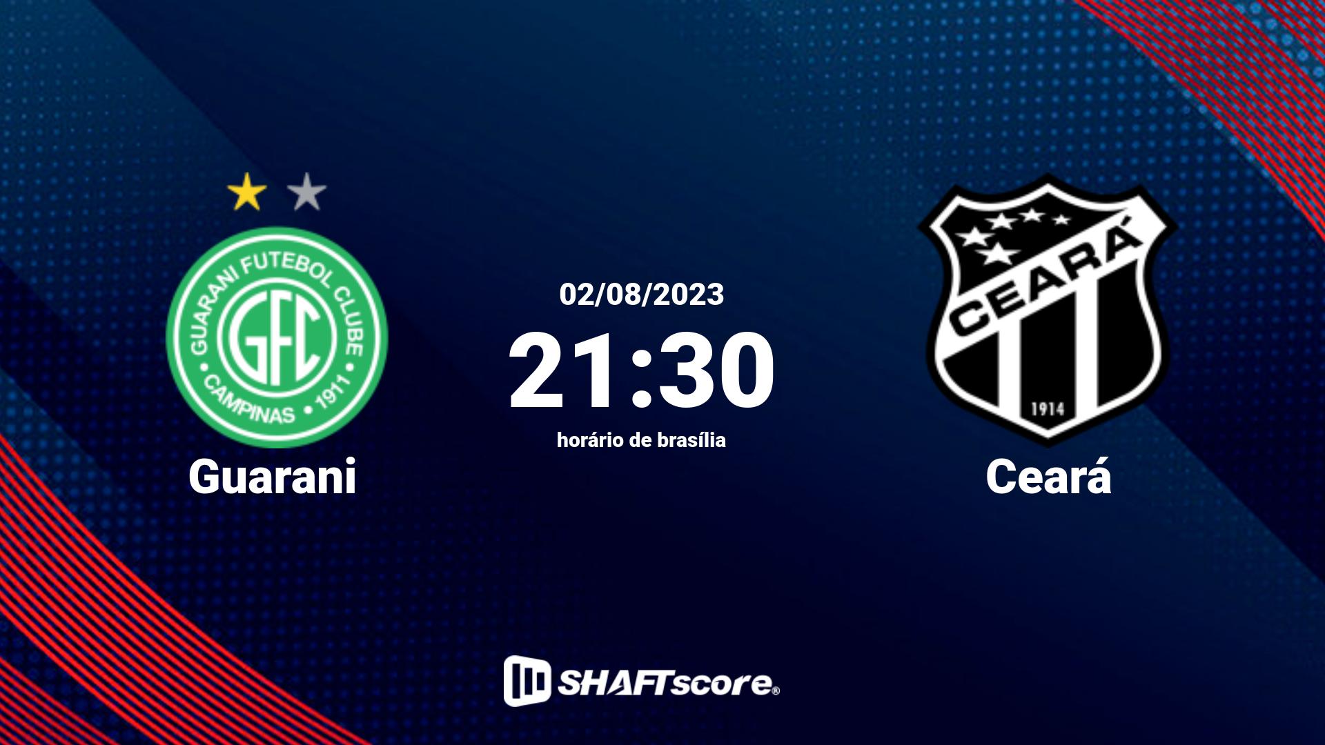 Estatísticas do jogo Guarani vs Ceará 02.08 21:30