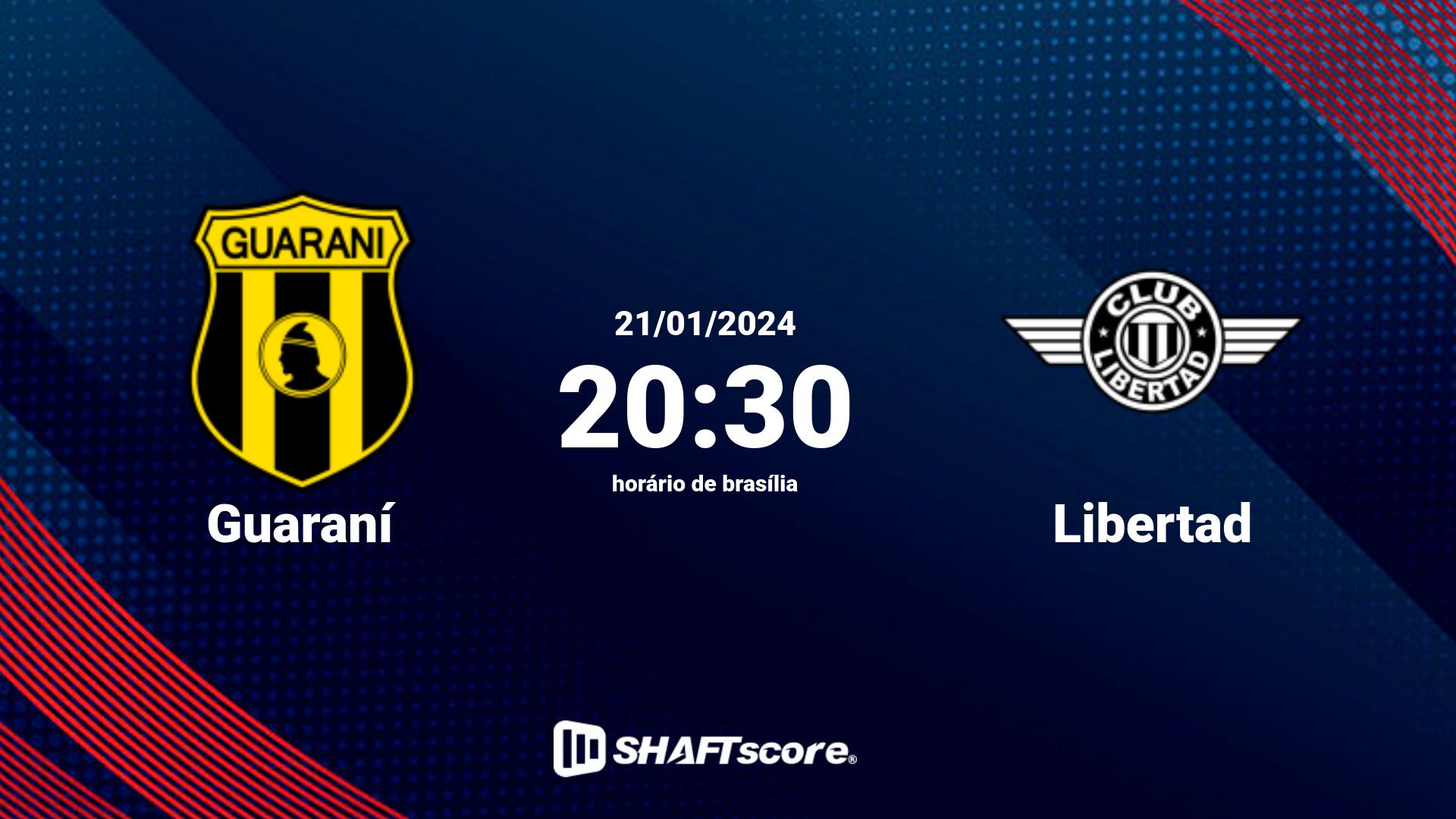 Estatísticas do jogo Guaraní vs Libertad 21.01 20:30