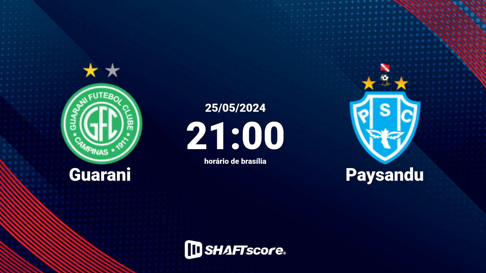 Estatísticas do jogo Guarani vs Paysandu 25.05 21:00