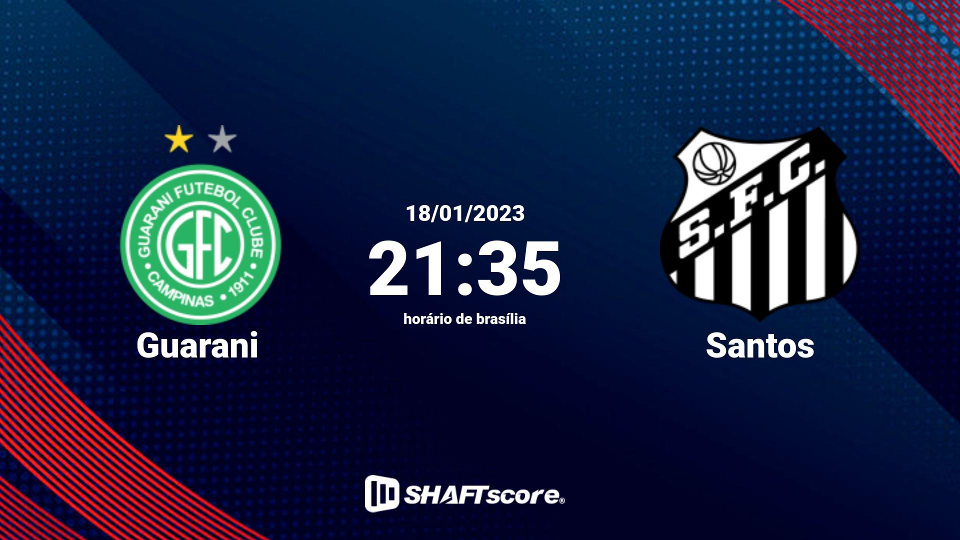 Estatísticas do jogo Guarani vs Santos 18.01 21:35