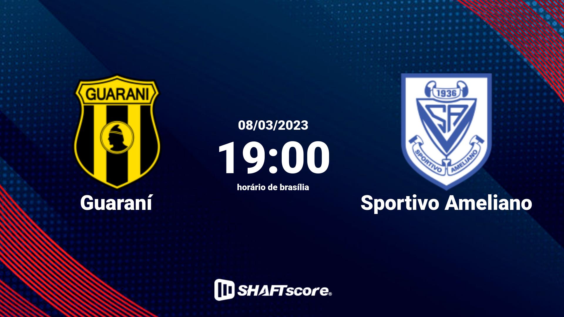 Estatísticas do jogo Guaraní vs Sportivo Ameliano 08.03 19:00