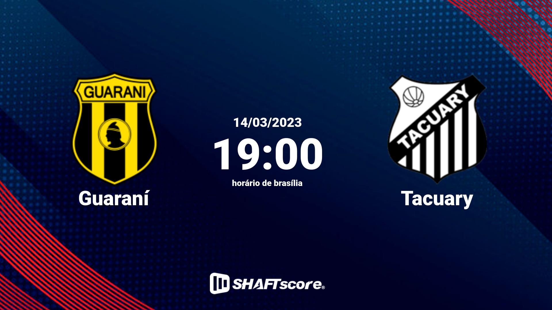 Estatísticas do jogo Guaraní vs Tacuary 14.03 19:00