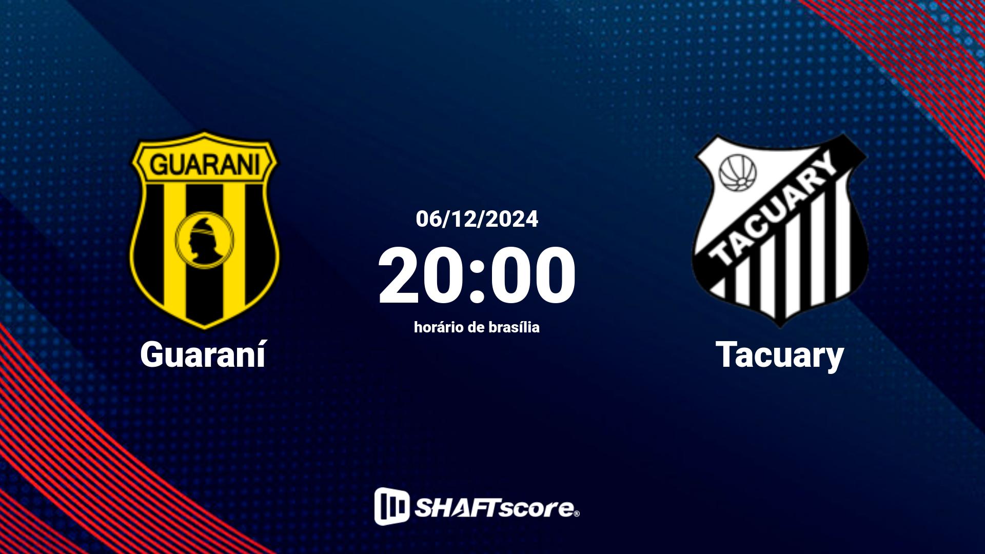 Estatísticas do jogo Guaraní vs Tacuary 06.12 20:00