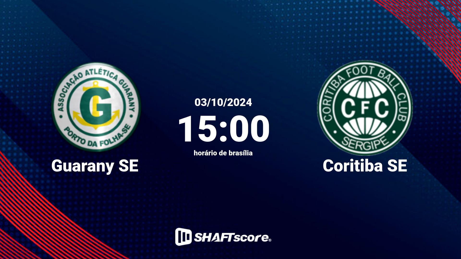 Estatísticas do jogo Guarany SE vs Coritiba SE 03.10 15:00