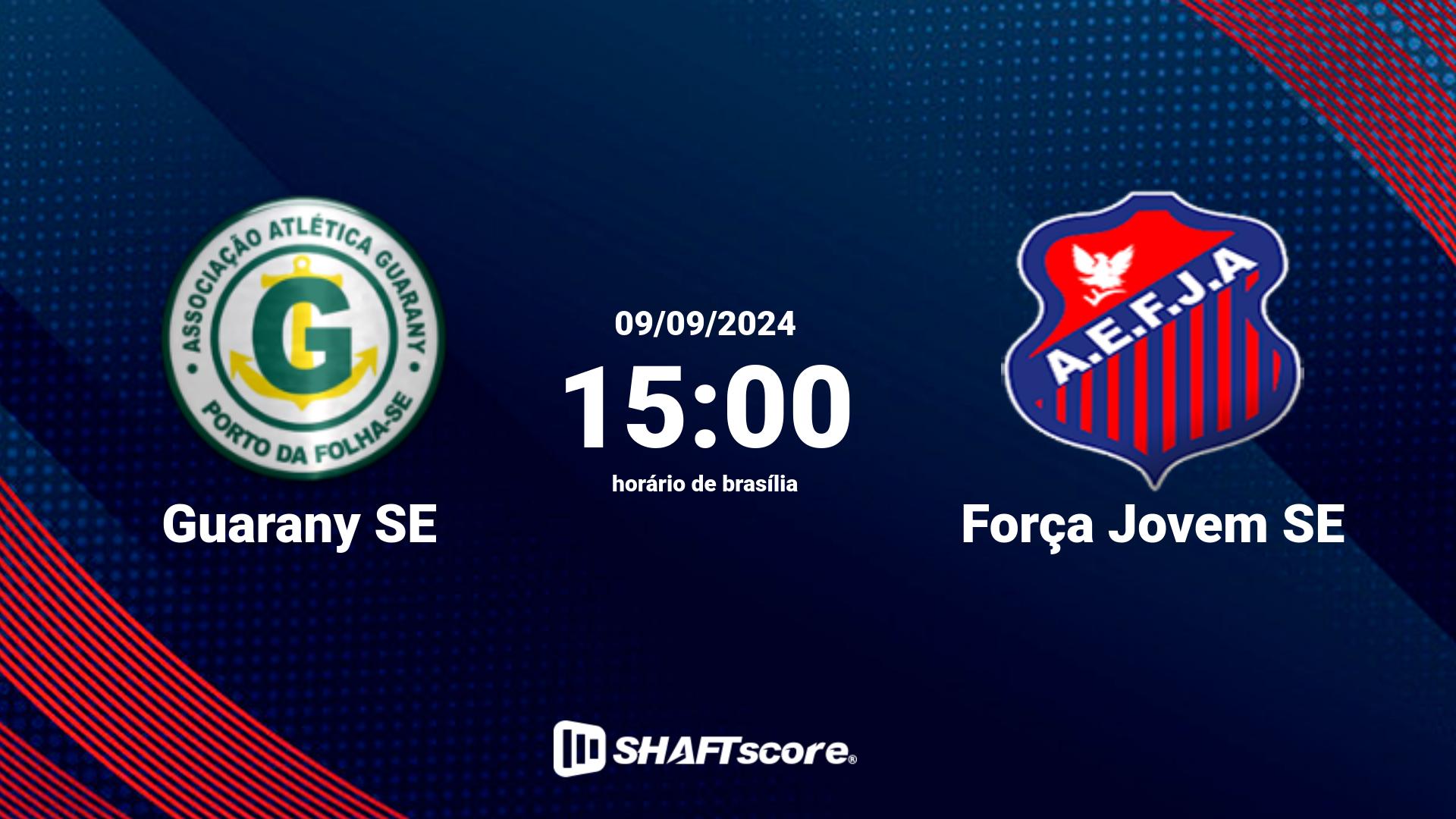 Estatísticas do jogo Guarany SE vs Força Jovem SE 09.09 15:00