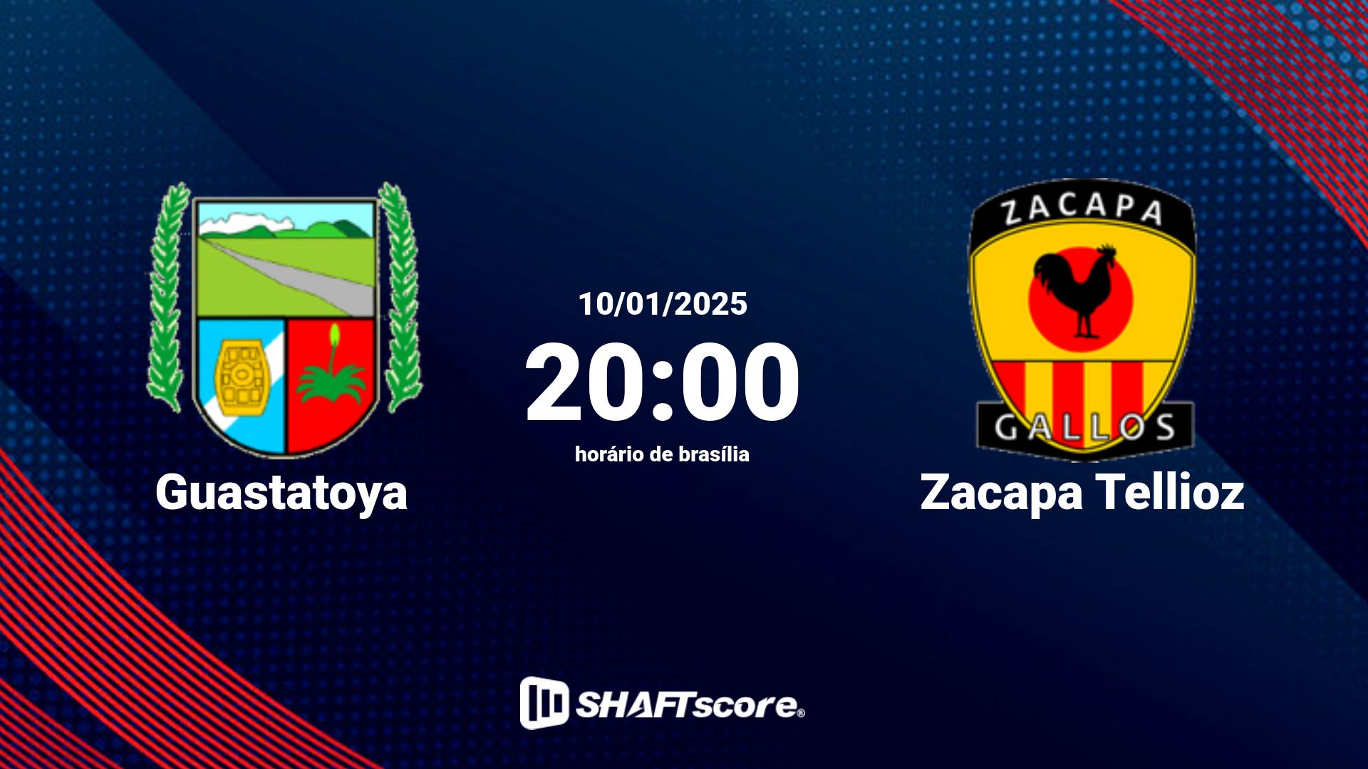 Estatísticas do jogo Guastatoya vs Zacapa Tellioz 10.01 20:00