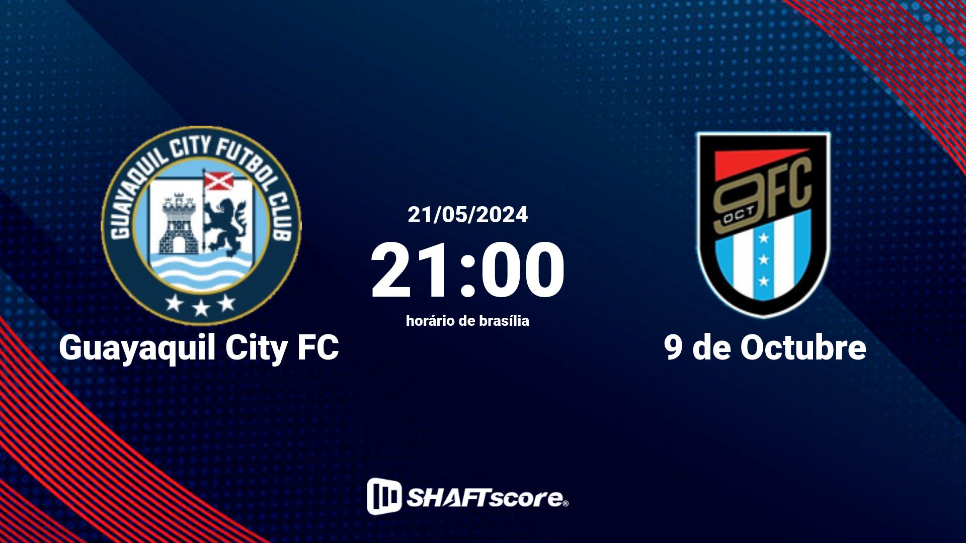 Estatísticas do jogo Guayaquil City FC vs 9 de Octubre 21.05 21:00