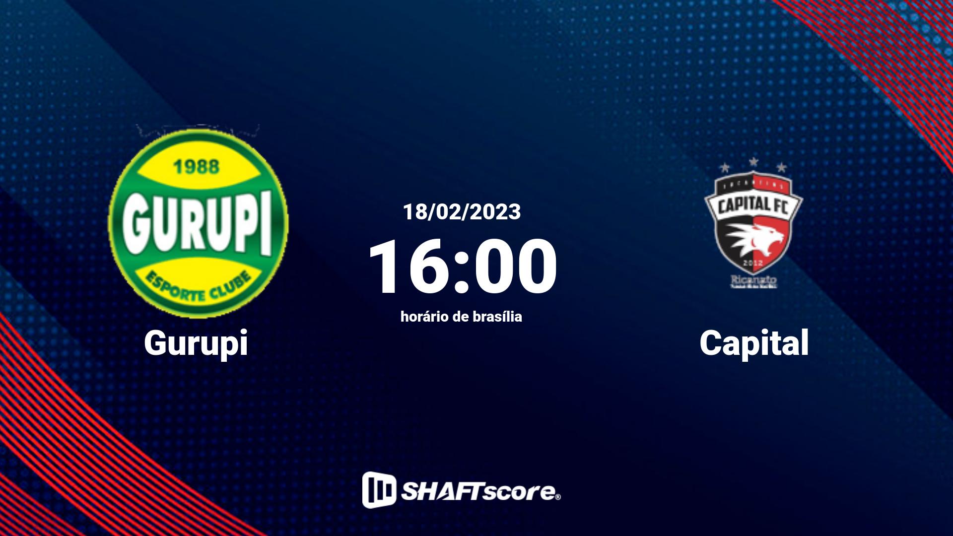 Estatísticas do jogo Gurupi vs Capital 18.02 16:00