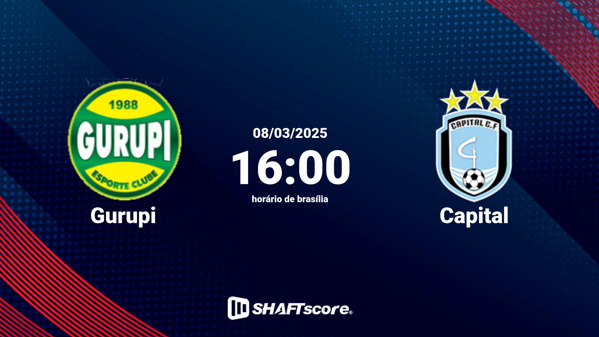 Estatísticas do jogo Gurupi vs Capital 08.03 16:00