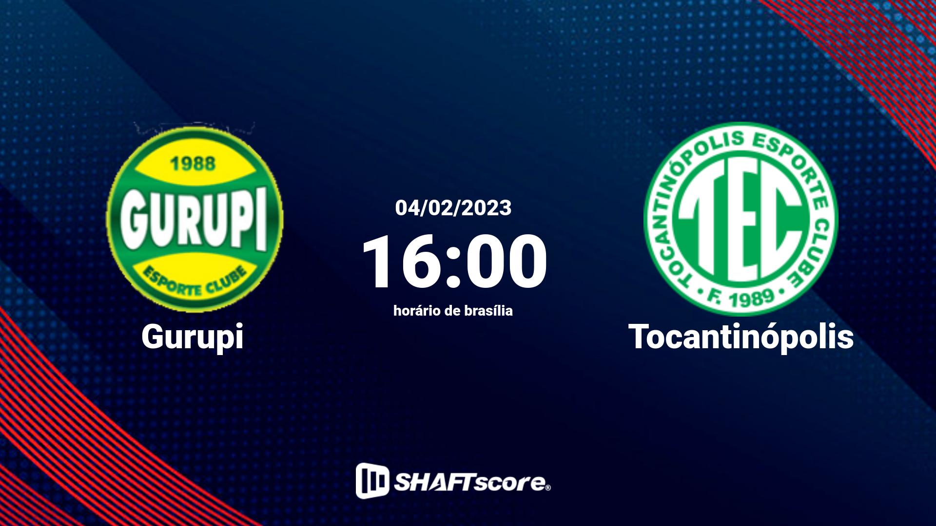 Estatísticas do jogo Gurupi vs Tocantinópolis 04.02 16:00