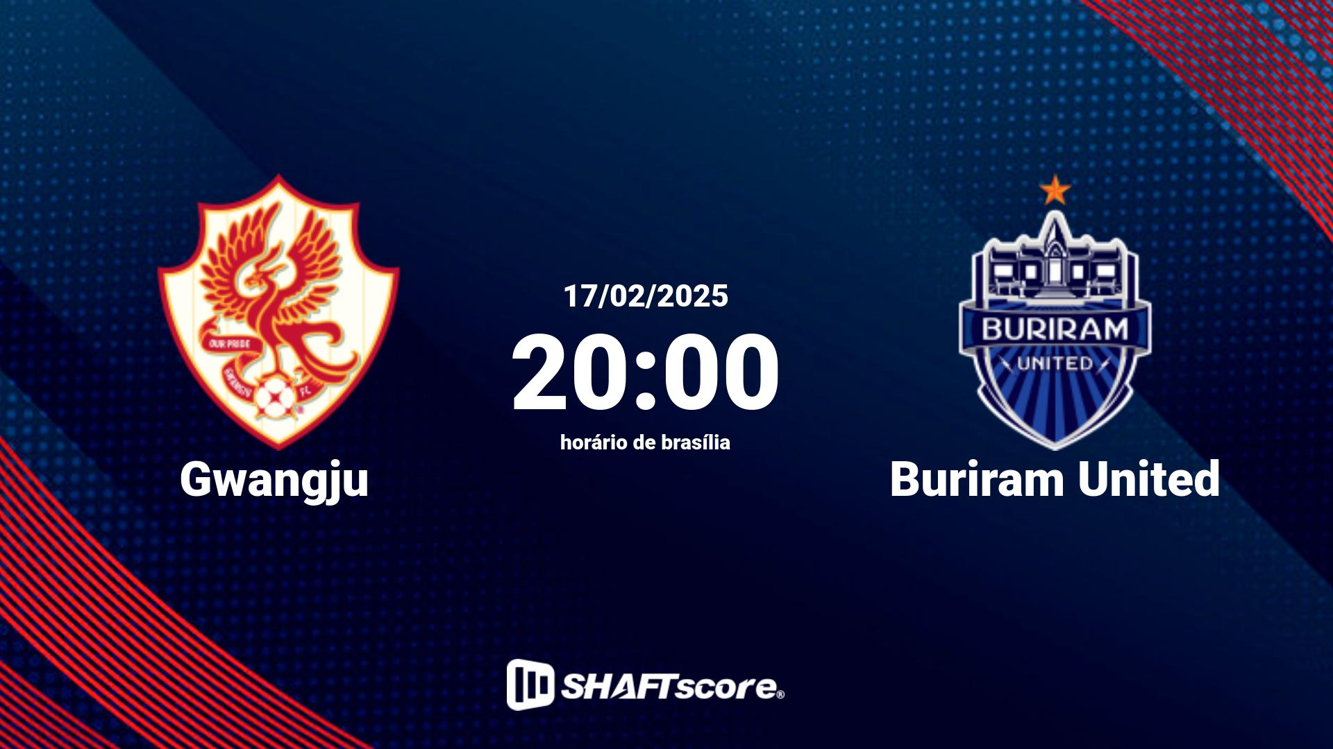 Estatísticas do jogo Gwangju vs Buriram United 17.02 20:00