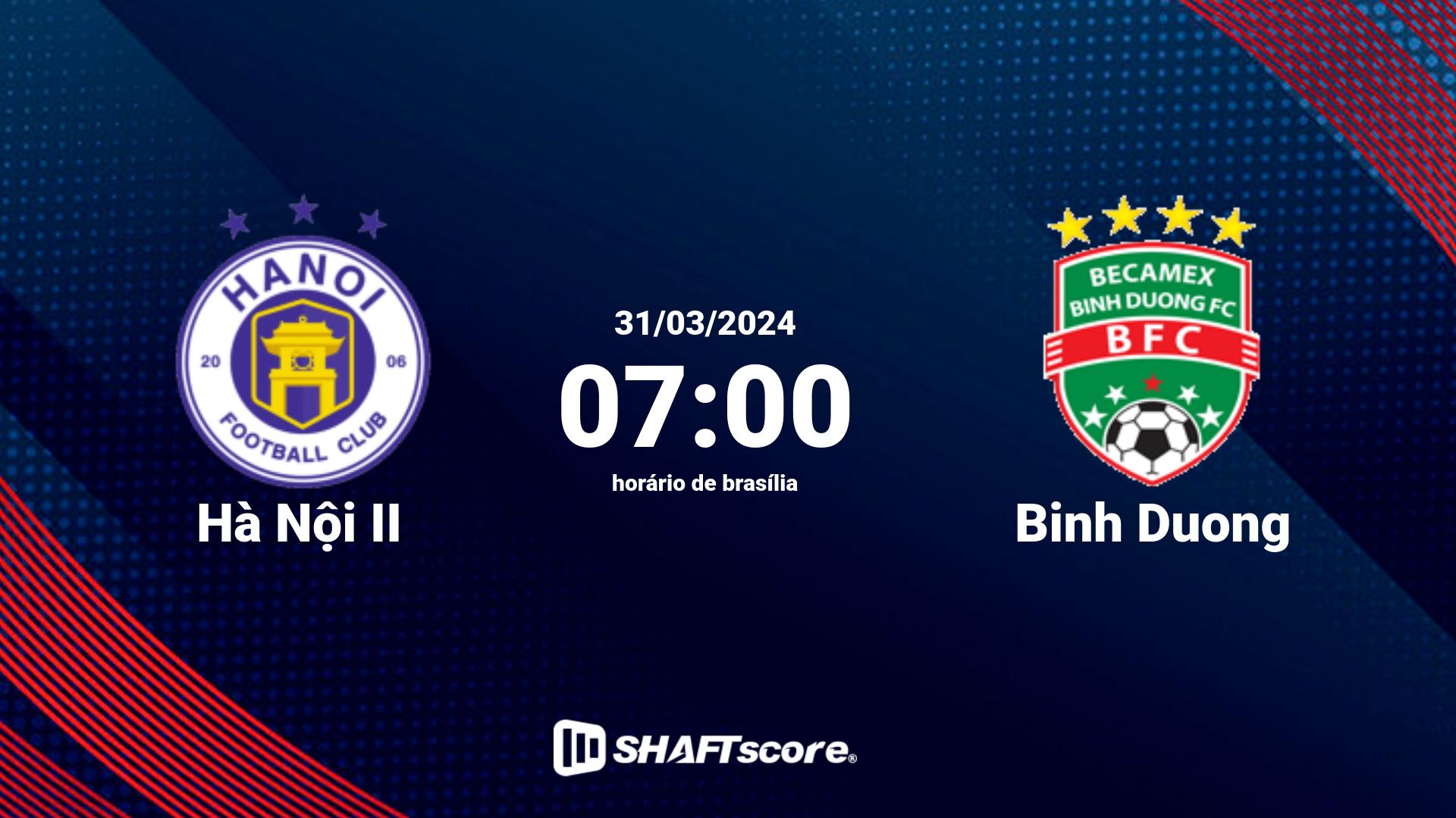 Estatísticas do jogo Hà Nội II vs Binh Duong 31.03 07:00